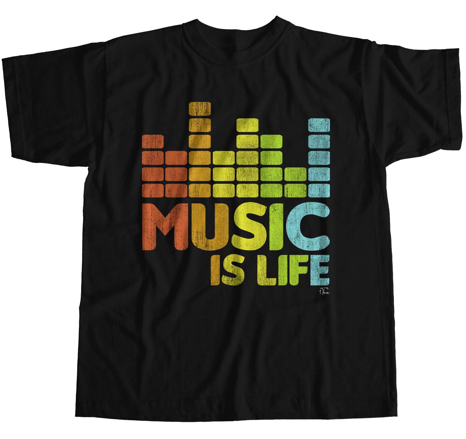 1Tee Womens Loose Fit Music Is Life Rainbow T-Shirt