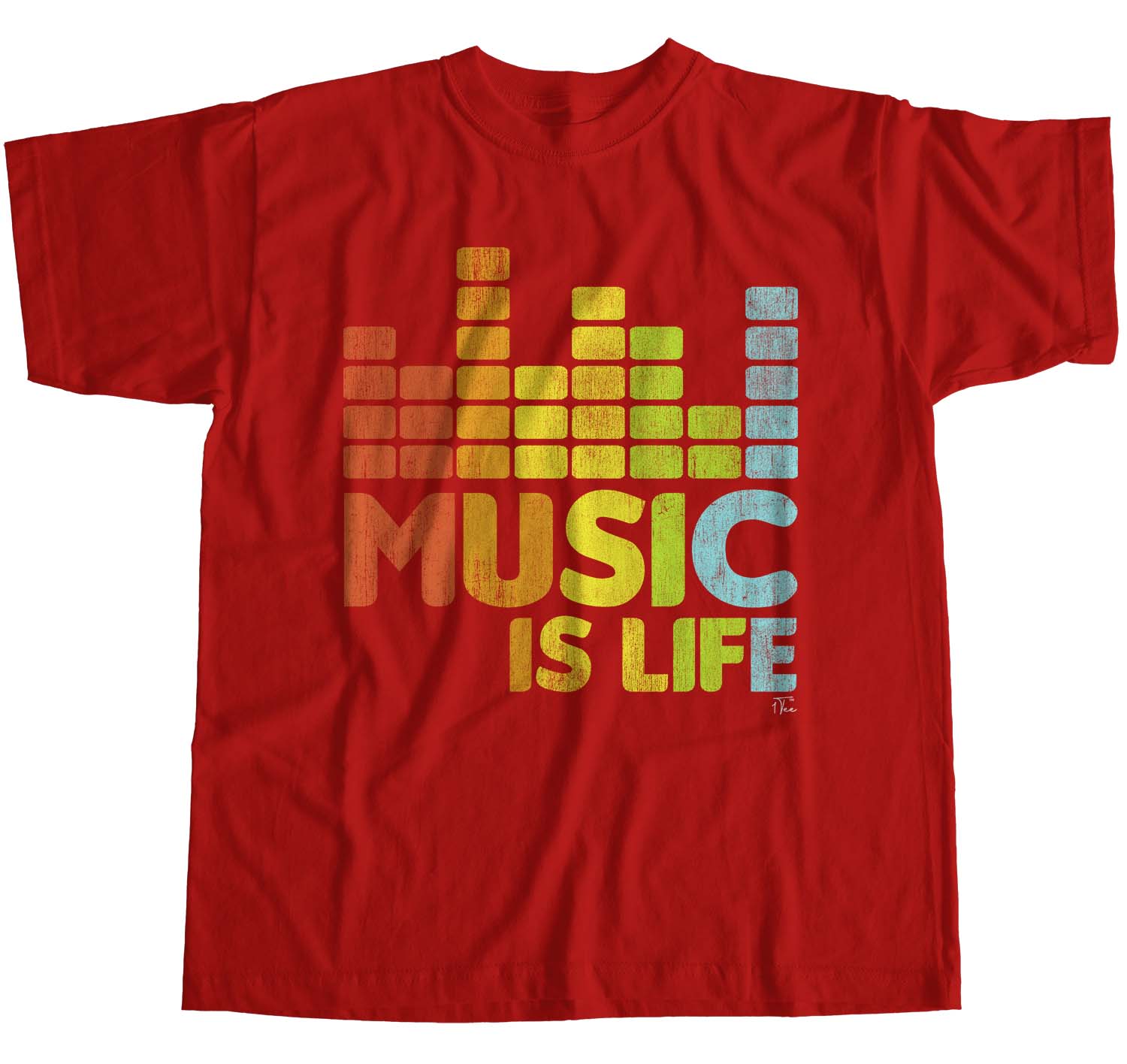 1Tee Womens Loose Fit Music Is Life Rainbow T-Shirt