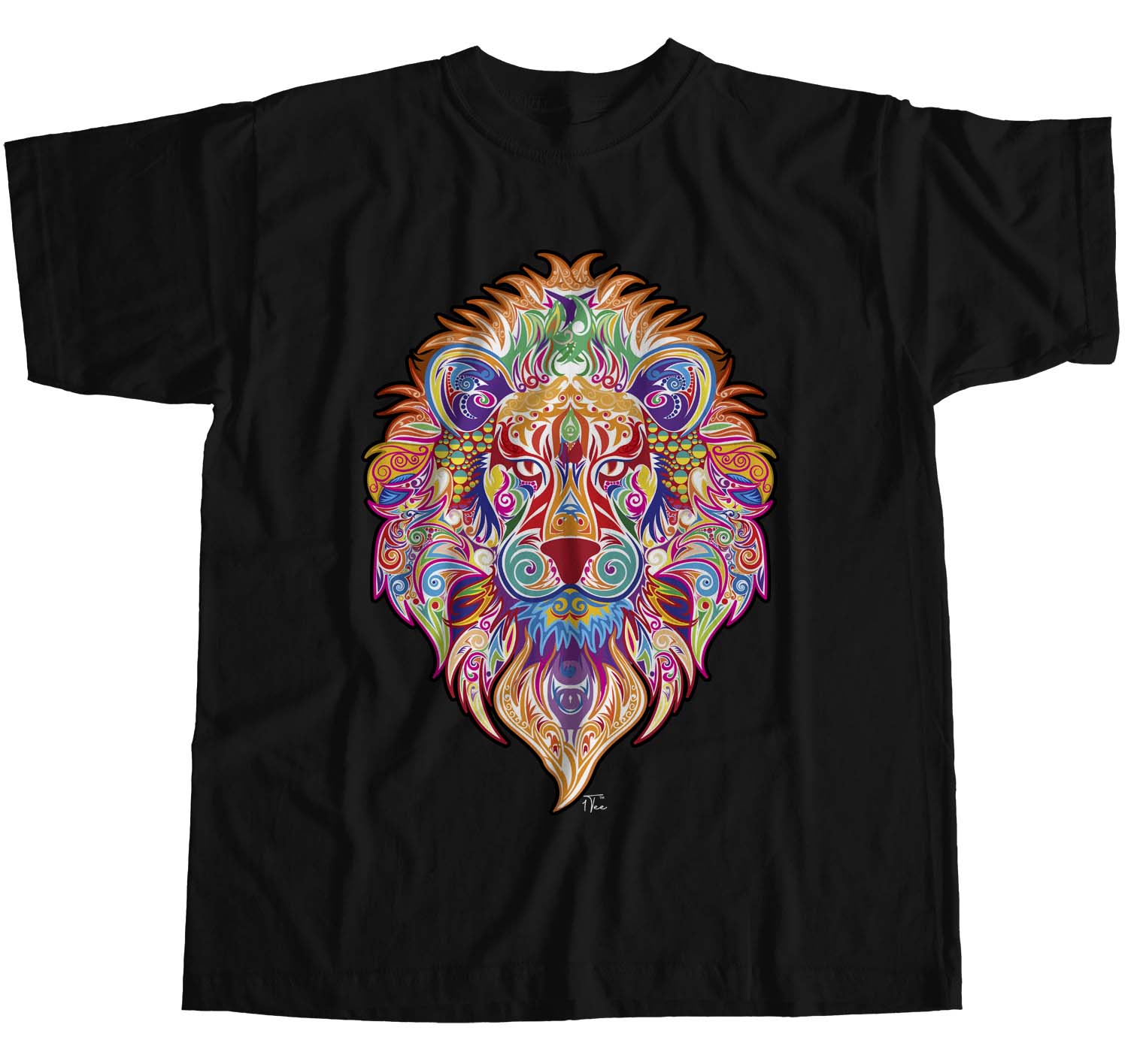 1Tee Womens Loose Fit Abstract Lion Head- Colourful T-Shirt