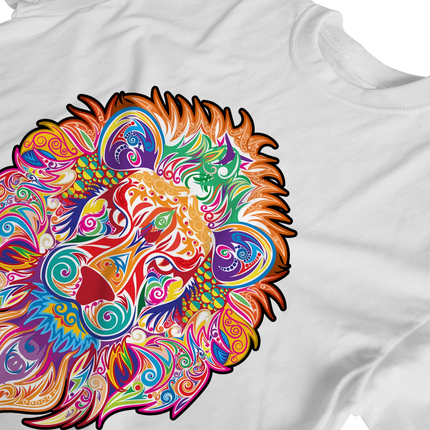 1Tee Womens Loose Fit Abstract Lion Head- Colourful T-Shirt