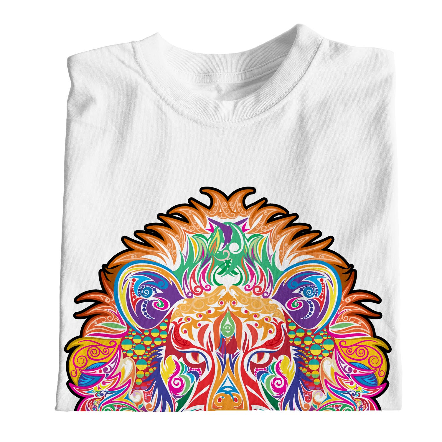 1Tee Womens Loose Fit Abstract Lion Head- Colourful T-Shirt