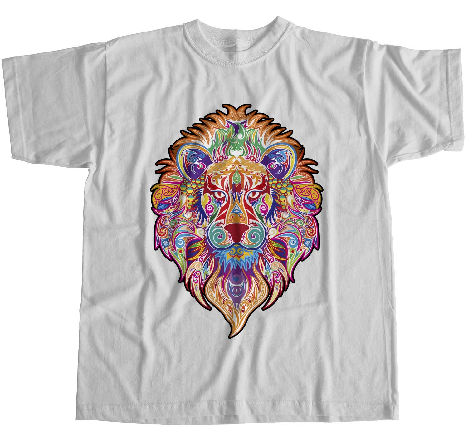 1Tee Womens Loose Fit Abstract Lion Head- Colourful T-Shirt