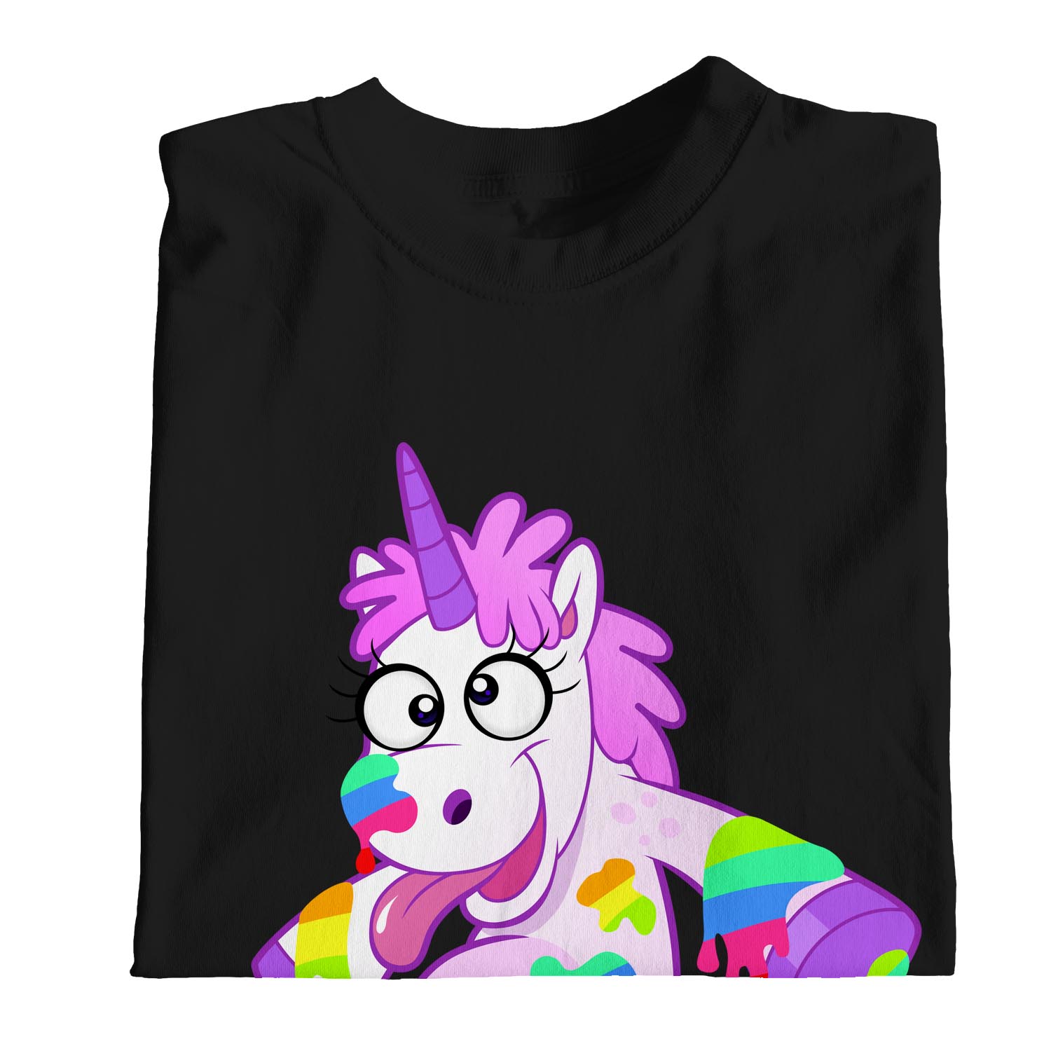 1Tee Womens Loose Fit Drunk Unicorn Covered in Rainbow Juice T-Shirt