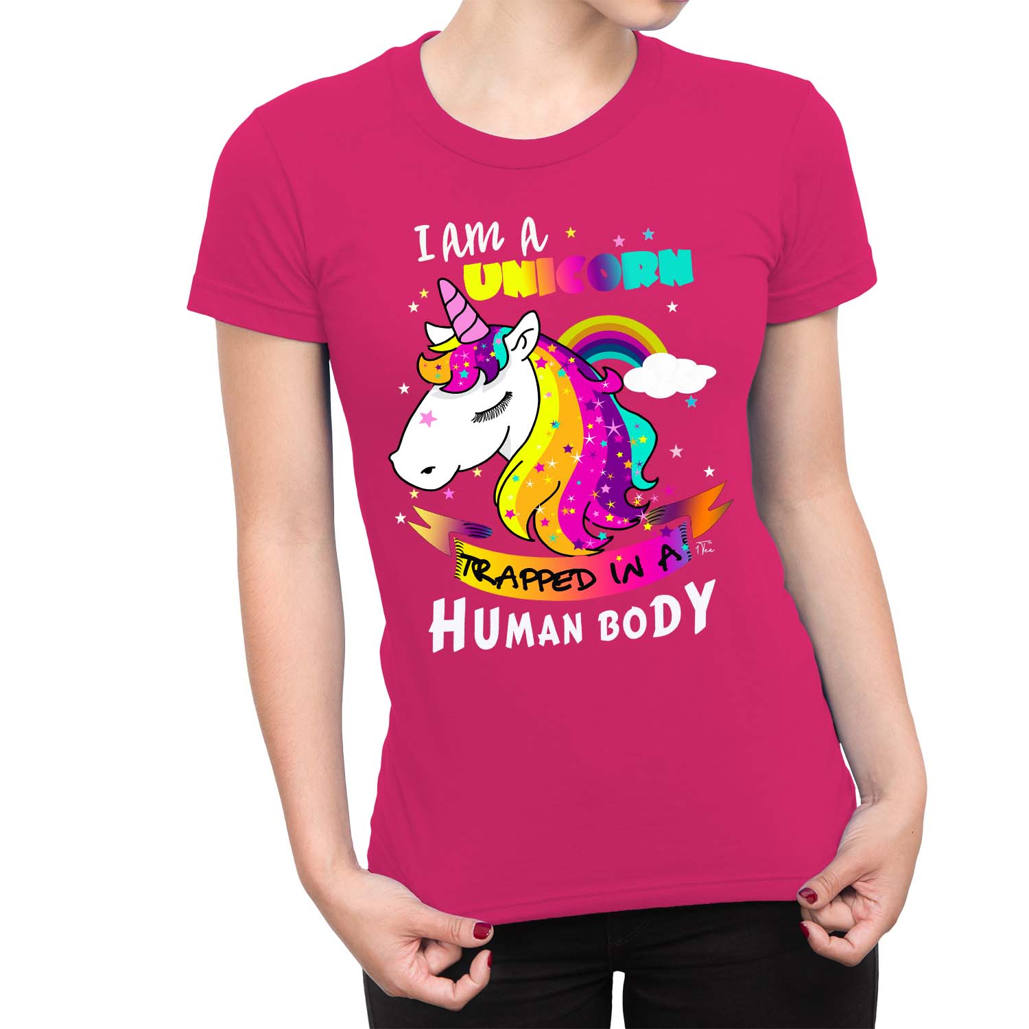 1Tee Womens I am a Unicorn Trapped in a Human Body T-Shirt