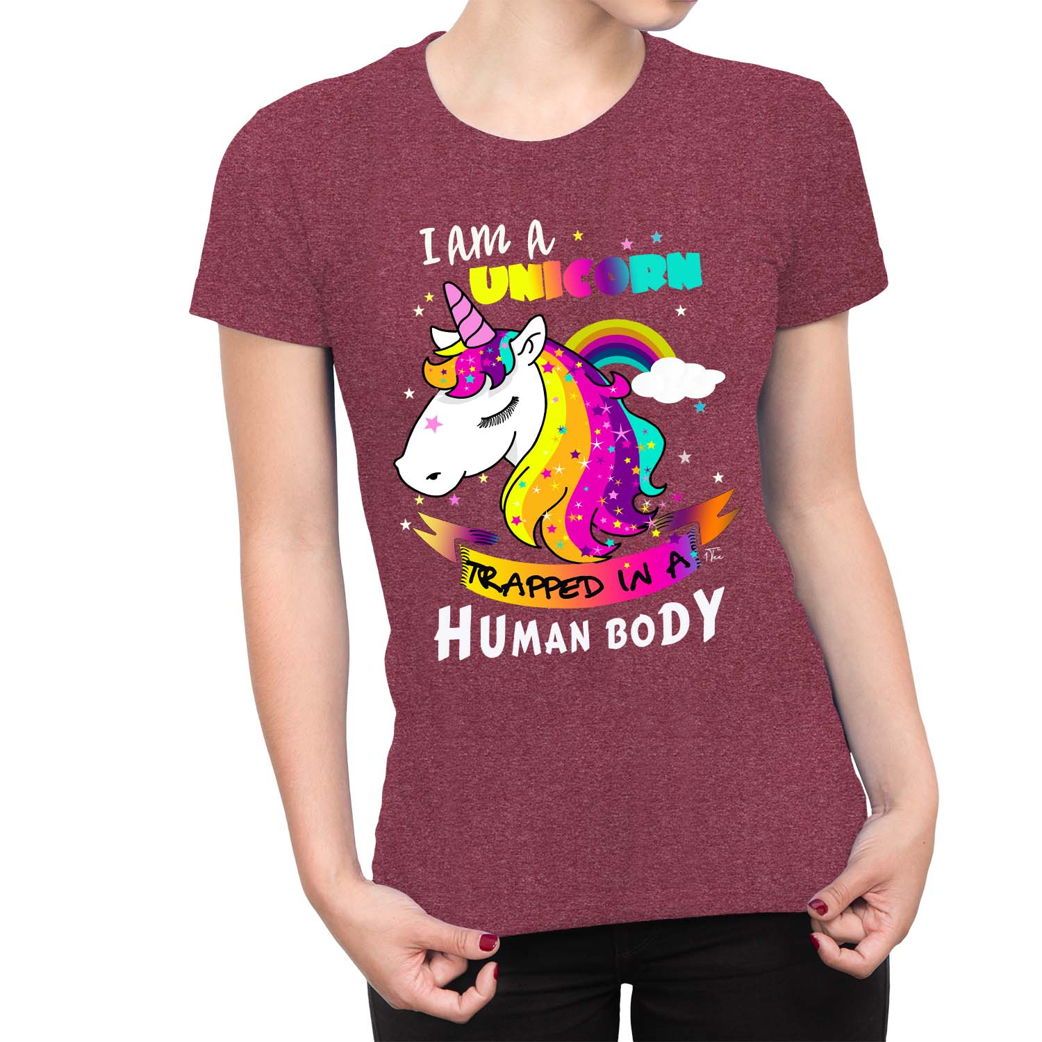 1Tee Womens I am a Unicorn Trapped in a Human Body T-Shirt