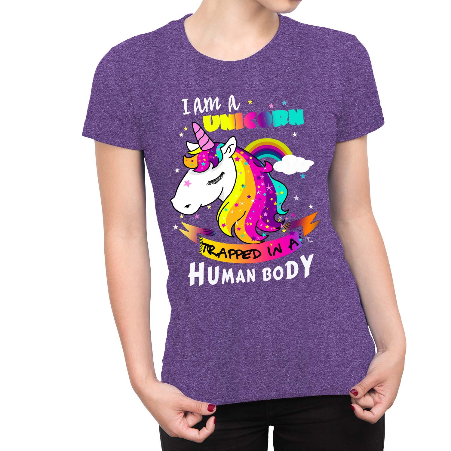 1Tee Womens I am a Unicorn Trapped in a Human Body T-Shirt