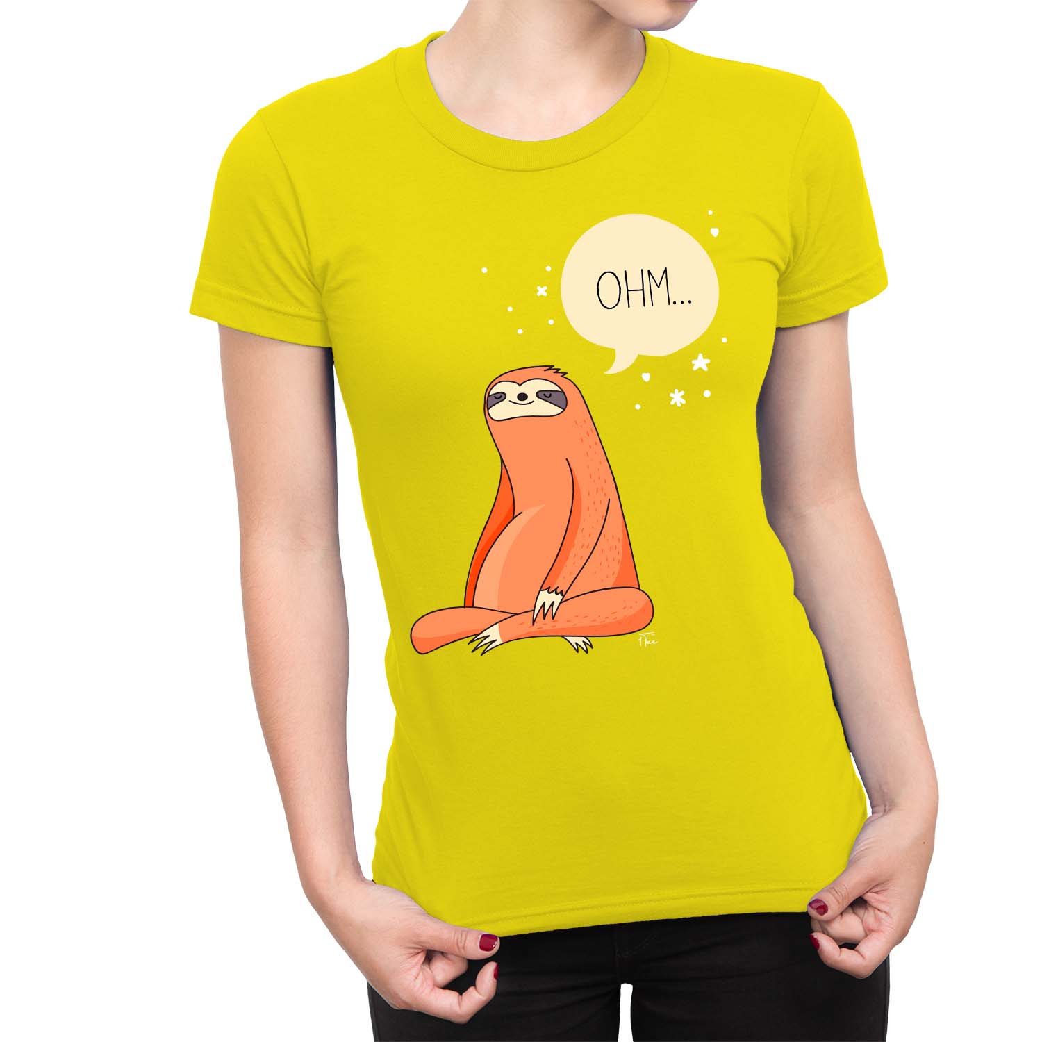 1Tee Damen Meditierend Yoga Faultier T-Shirt - Bild 21 von 25