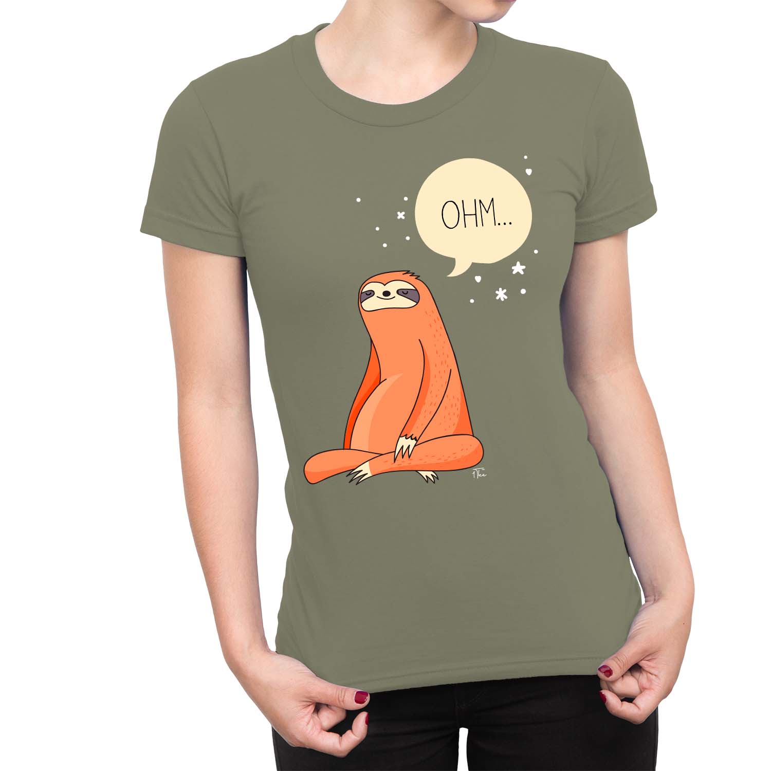 1Tee Damen Meditierend Yoga Faultier T-Shirt - Bild 16 von 25