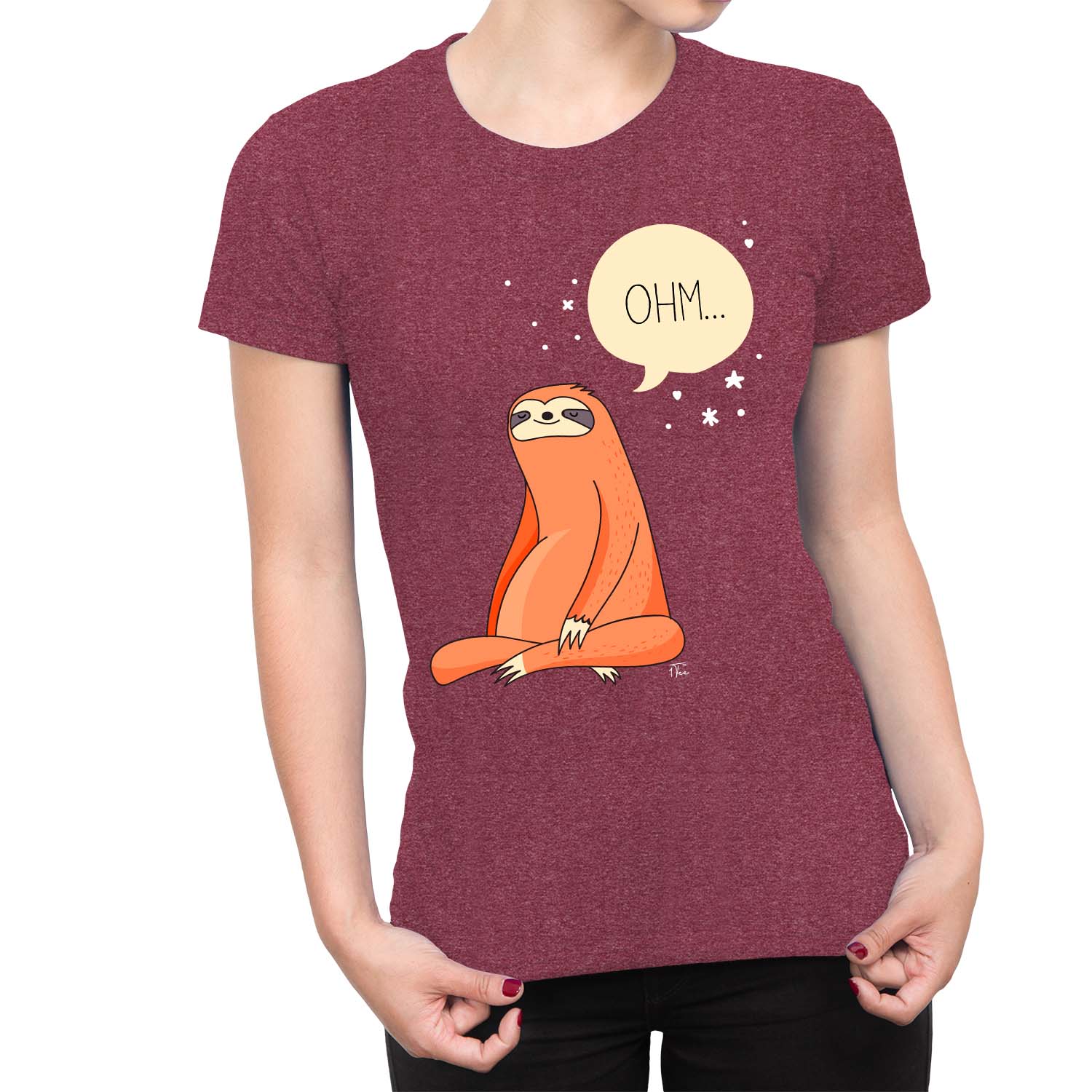 1Tee Damen Meditierend Yoga Faultier T-Shirt - Bild 6 von 25