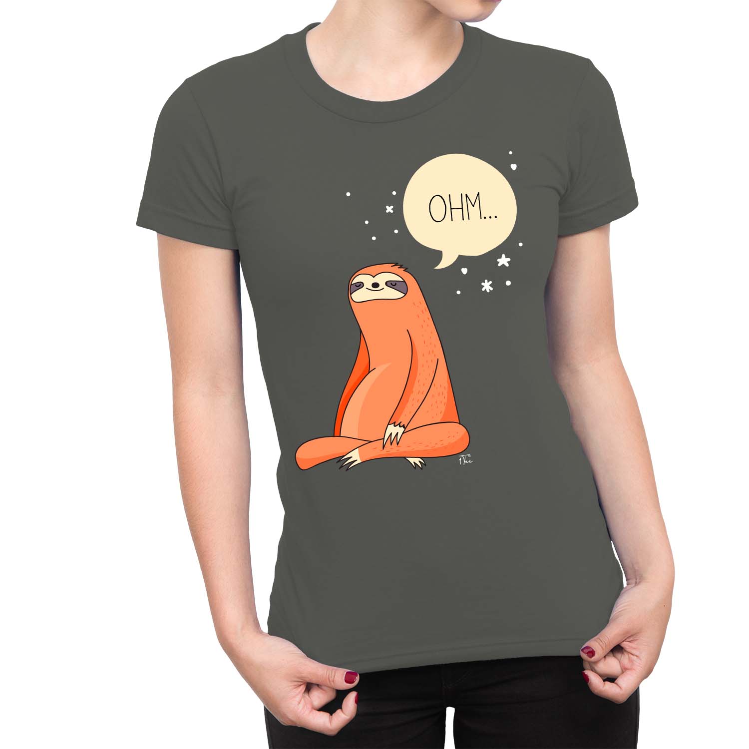 1Tee Damen Meditierend Yoga Faultier T-Shirt - Bild 11 von 25