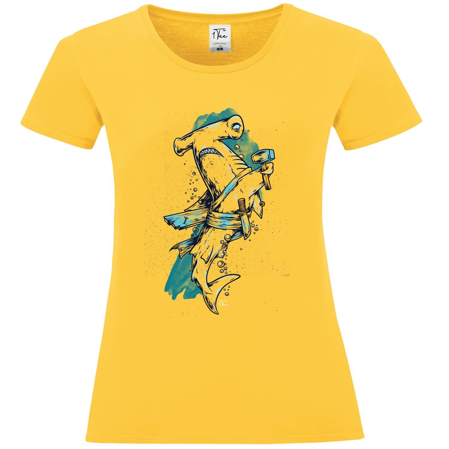 1Tee Damen T-Shirt Hammerhai hält Hammer - Bild 22 von 25