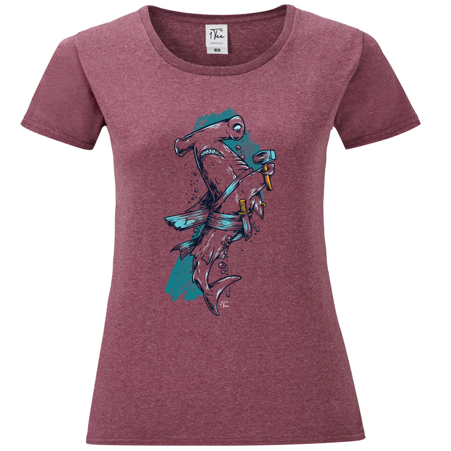 1Tee Damen T-Shirt Hammerhai hält Hammer - Bild 7 von 25