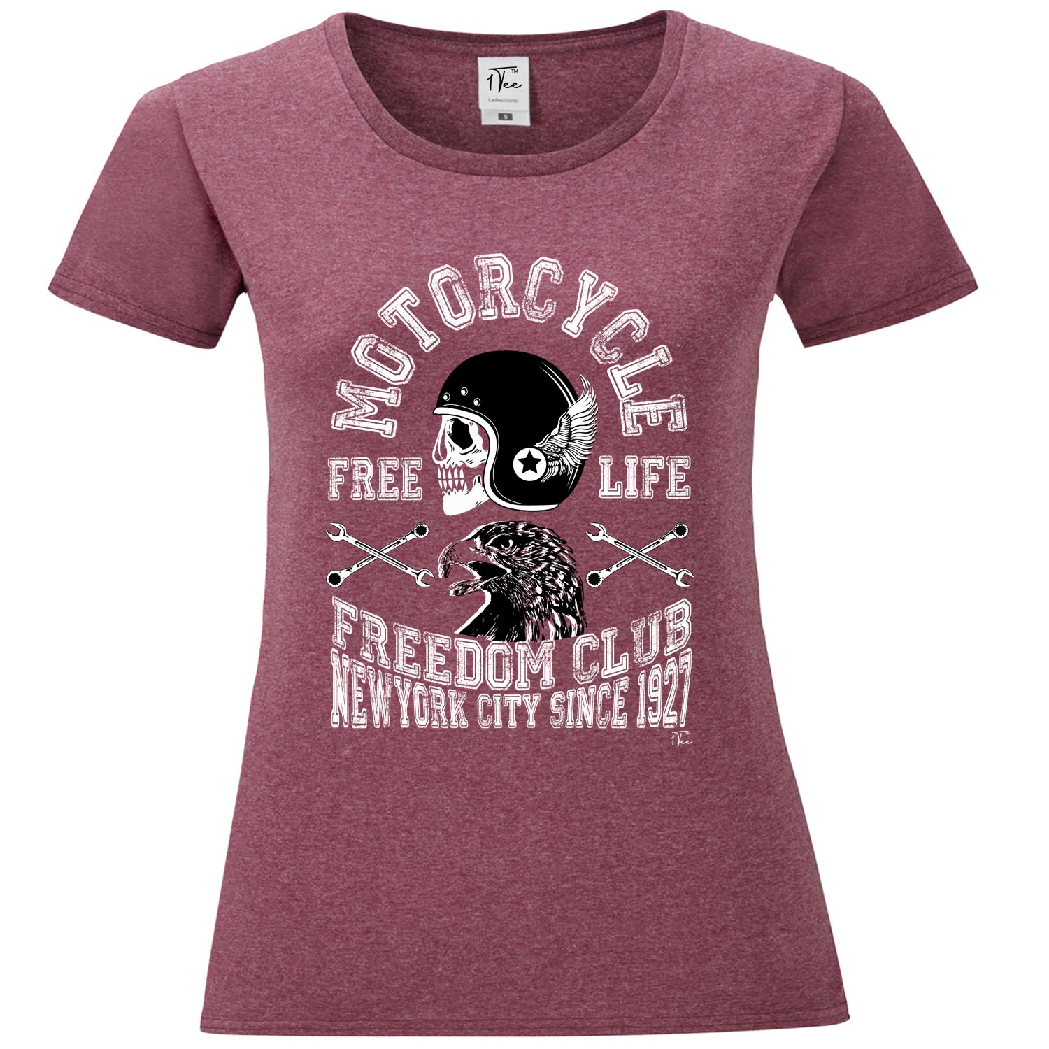 1Tee Damen Motorrad Biker Freedom Club T-Shirt - Bild 12 von 25