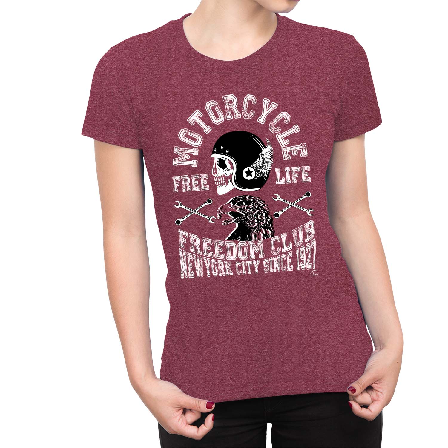 1Tee Damen Motorrad Biker Freedom Club T-Shirt - Bild 11 von 25