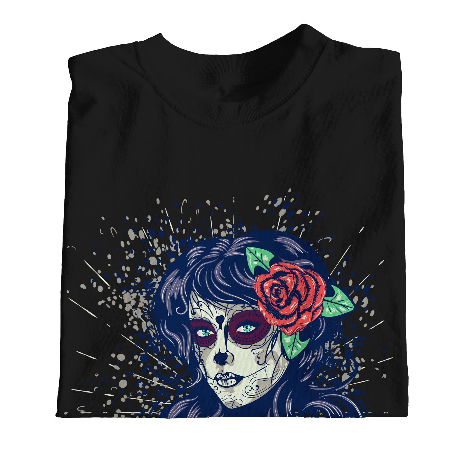 1Tee Womens Loose Fit Day of The Dead Sugar Skull Woman with Red Roses ...