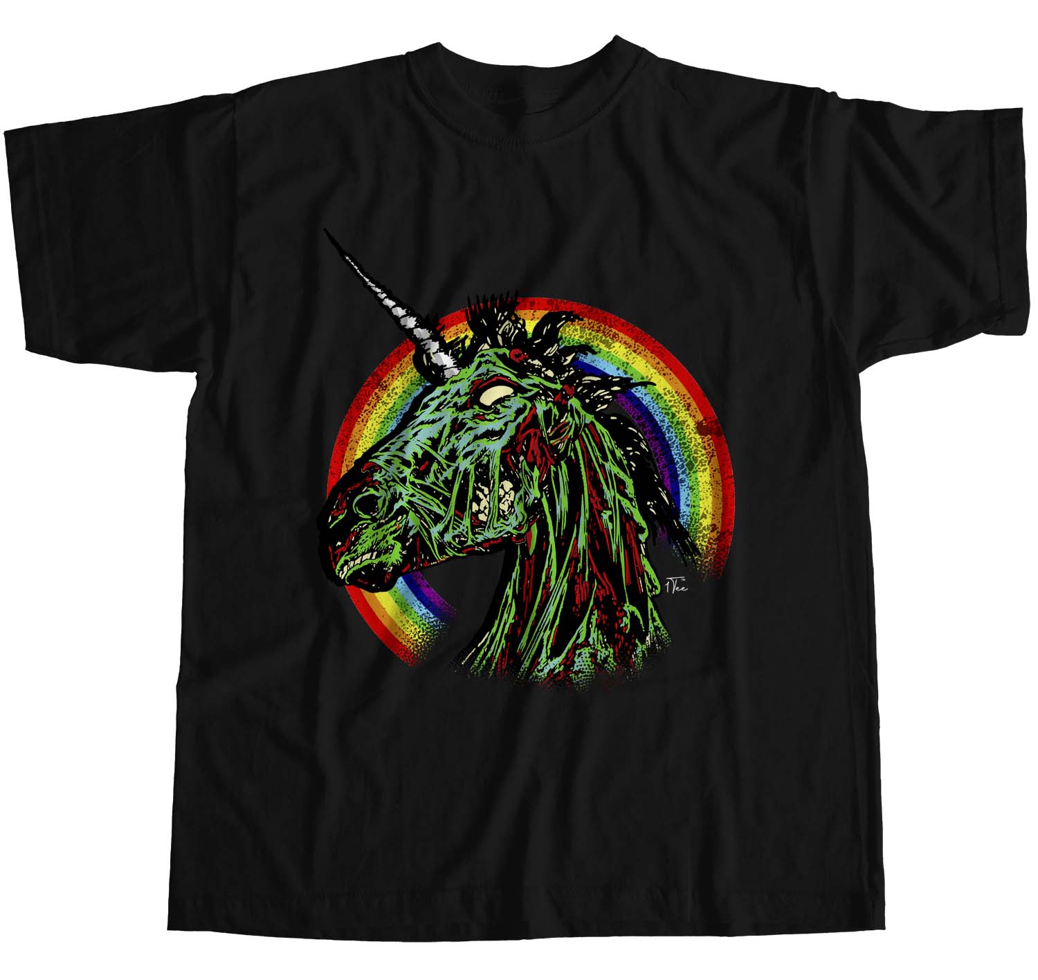 1Tee Womens Loose Fit Zombie Unicorn Rainbow T-Shirt