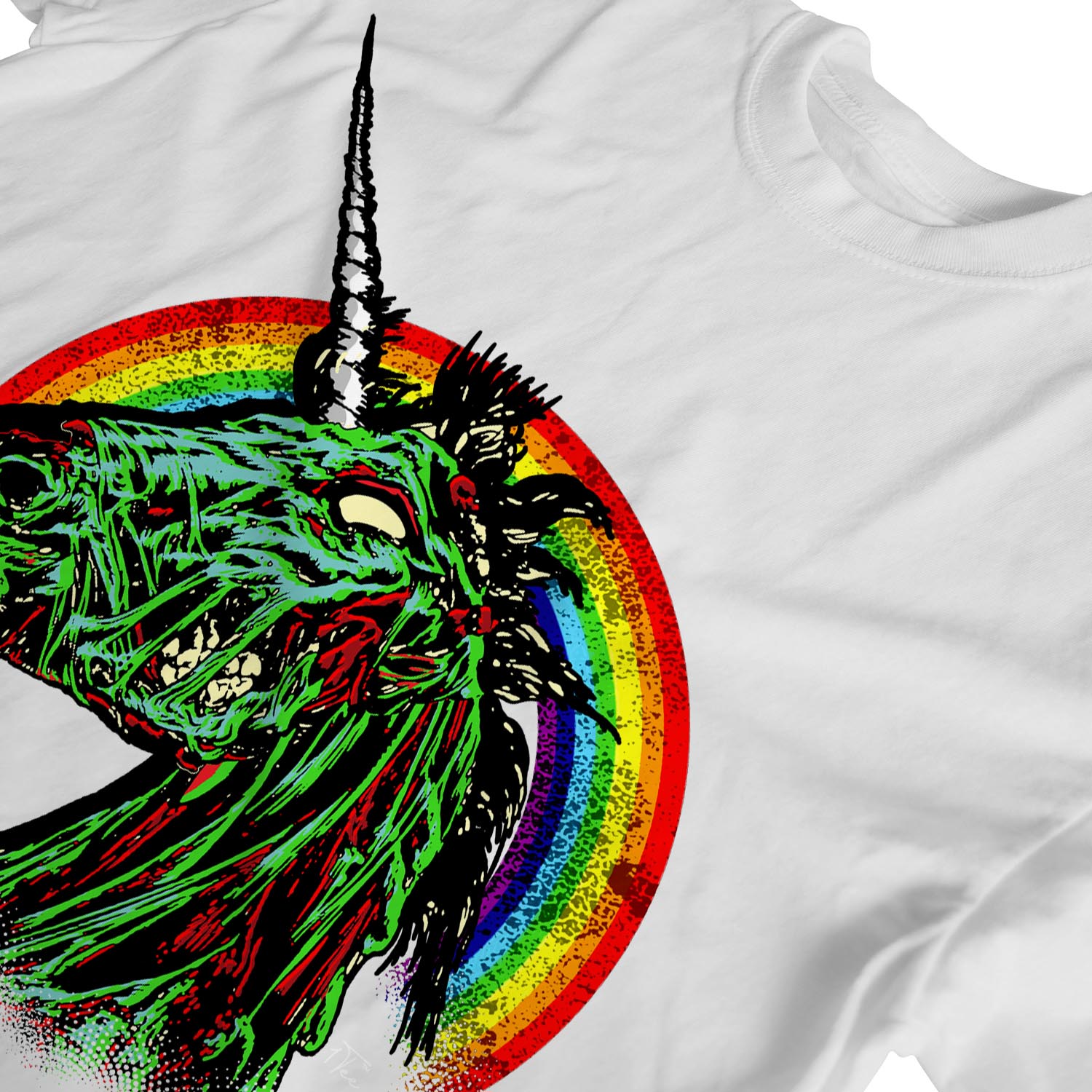 1Tee Womens Loose Fit Zombie Unicorn Rainbow T-Shirt