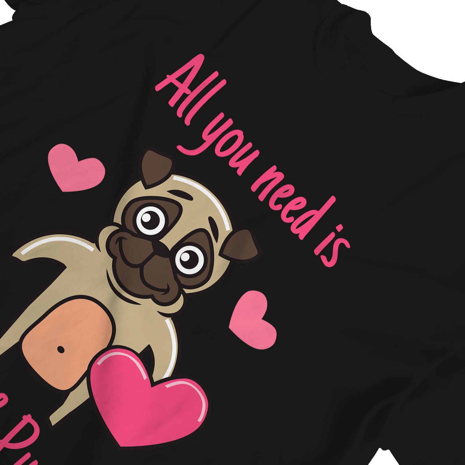 1Tee Damen T-Shirt Loose Fit All You Need Is Love and Pugs Hund - Bild 8 von 15
