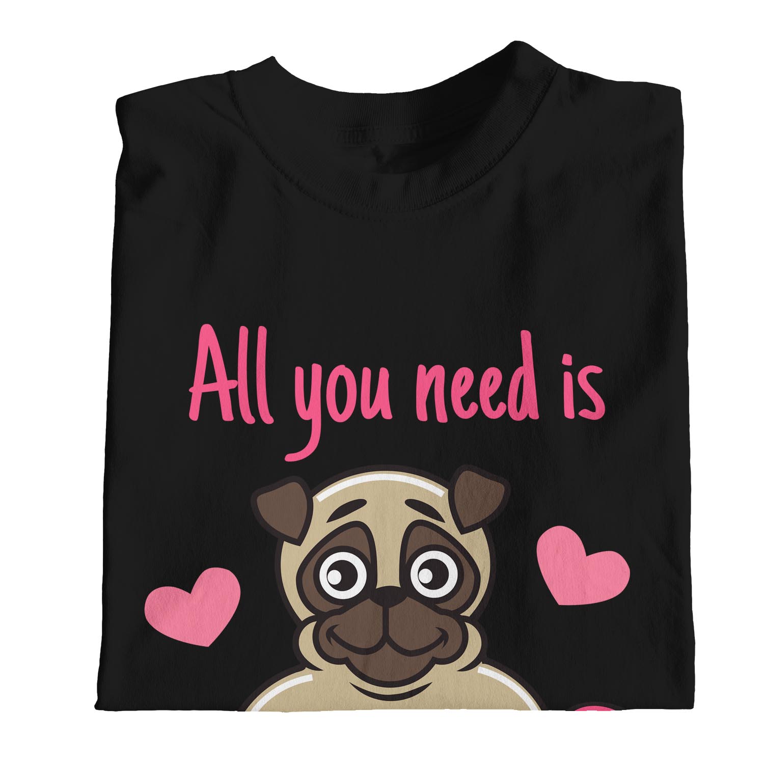 1Tee Damen T-Shirt Loose Fit All You Need Is Love and Pugs Hund - Bild 9 von 15