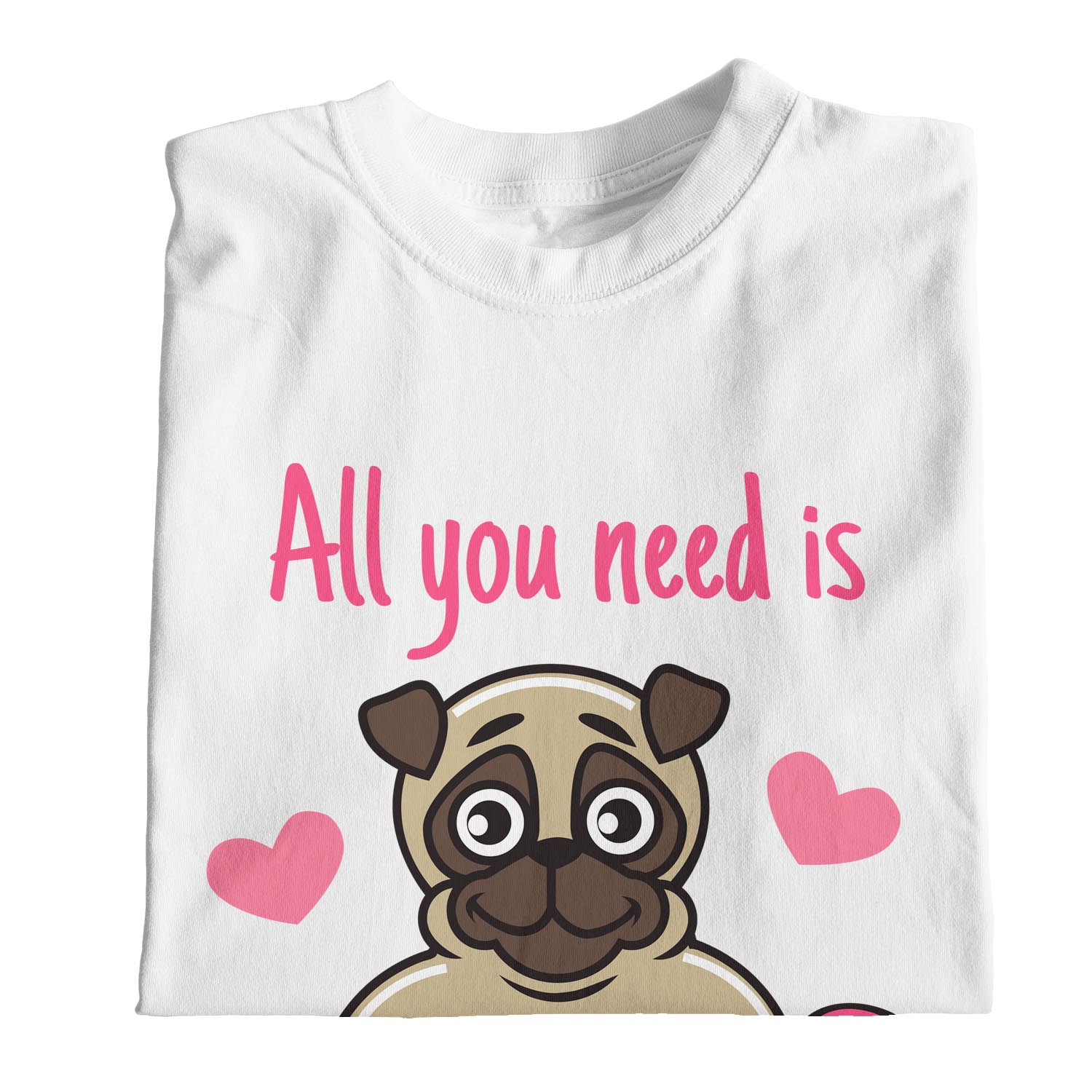 1Tee Damen T-Shirt Loose Fit All You Need Is Love and Pugs Hund - Bild 14 von 15