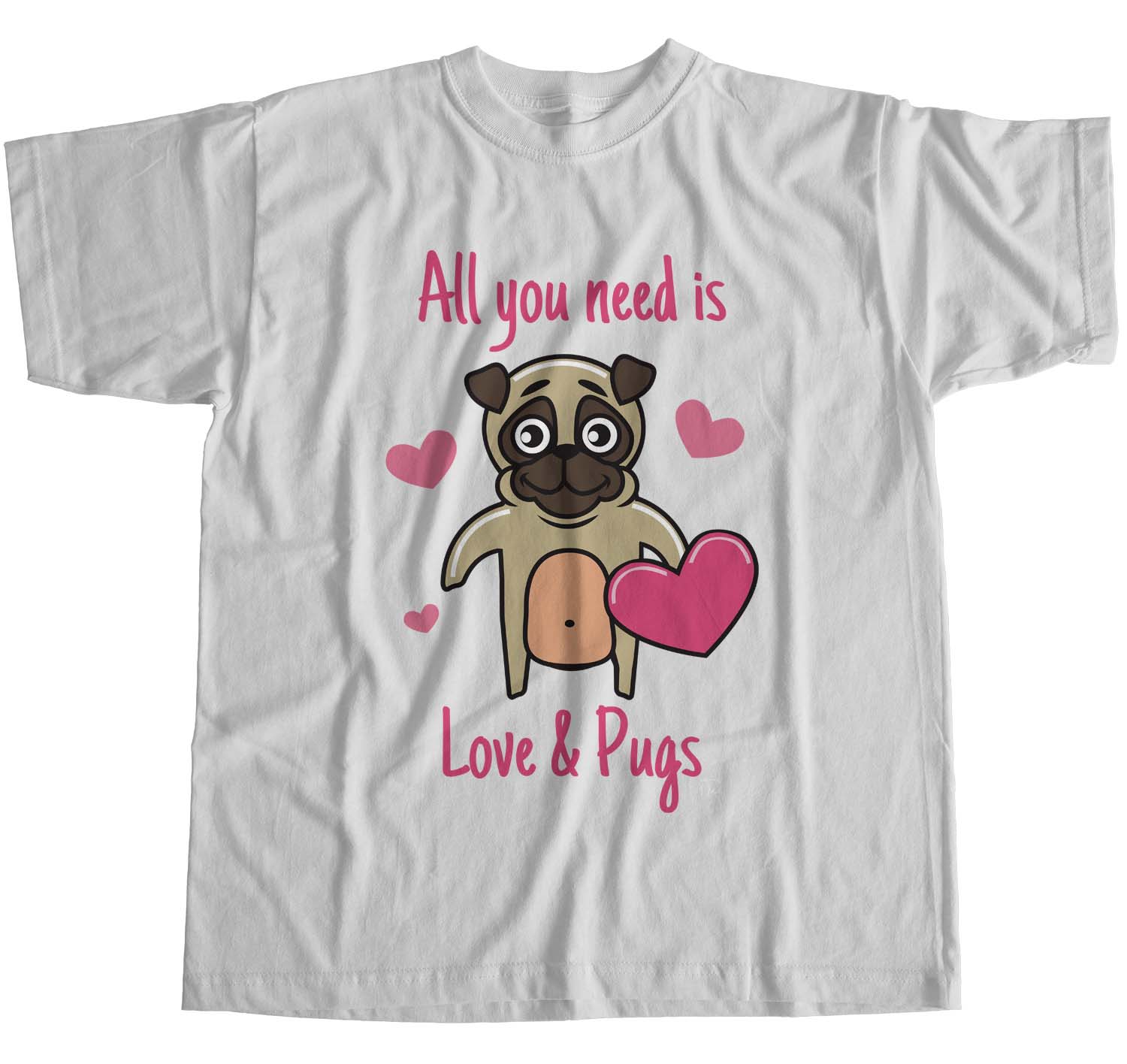 1Tee Damen T-Shirt Loose Fit All You Need Is Love and Pugs Hund - Bild 12 von 15