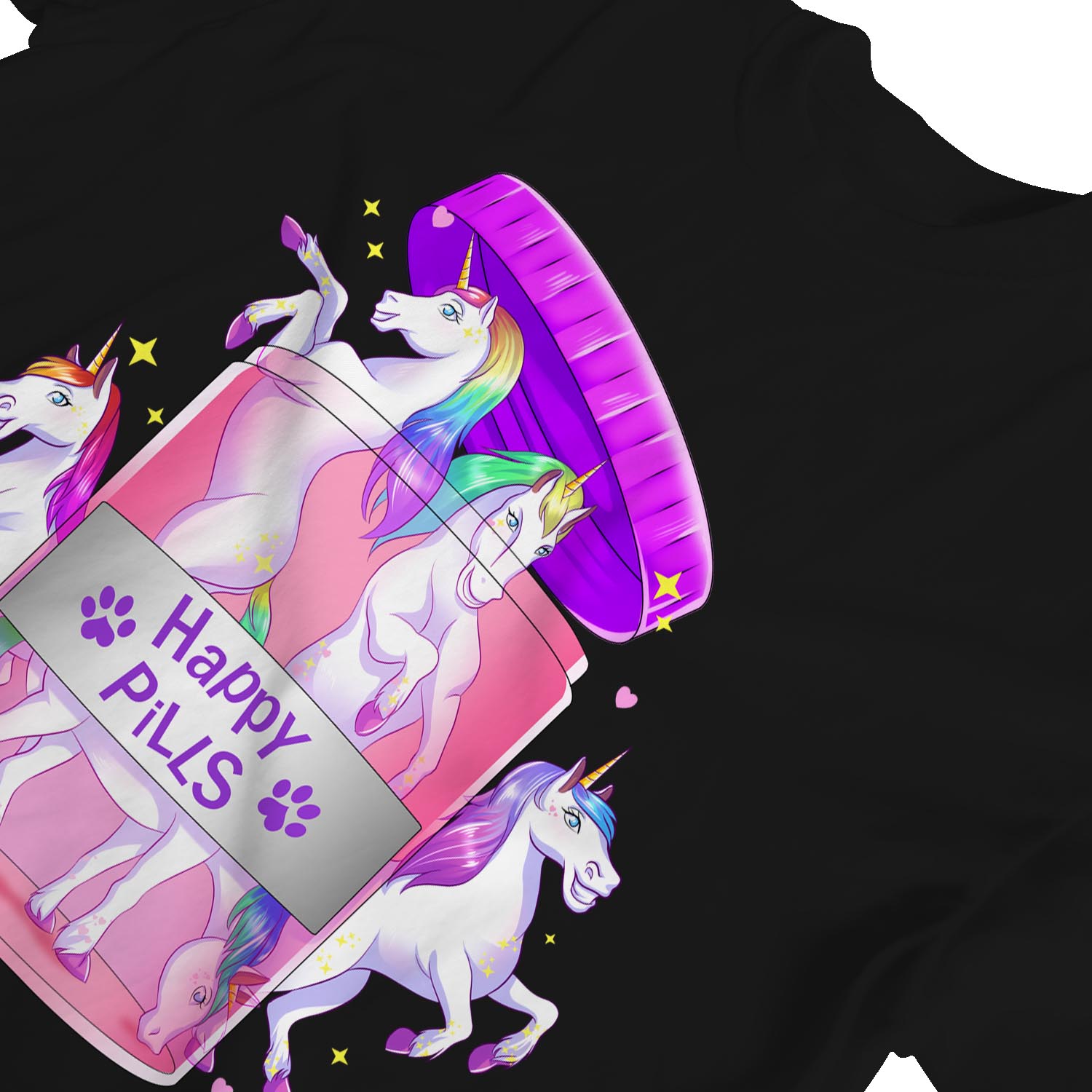 1Tee Womens Loose Fit Unicorn Happy Pills T-Shirt