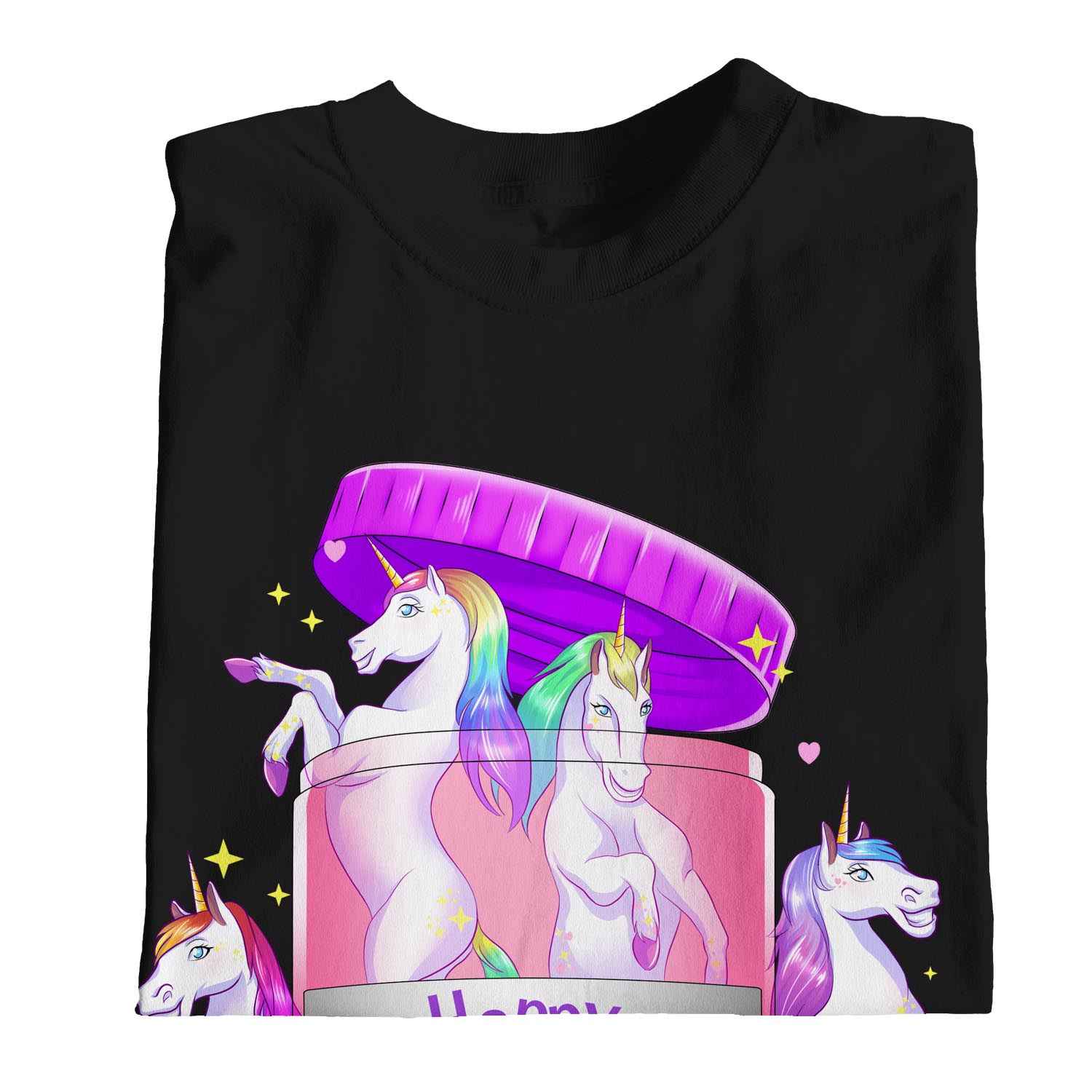 1Tee Womens Loose Fit Unicorn Happy Pills T-Shirt