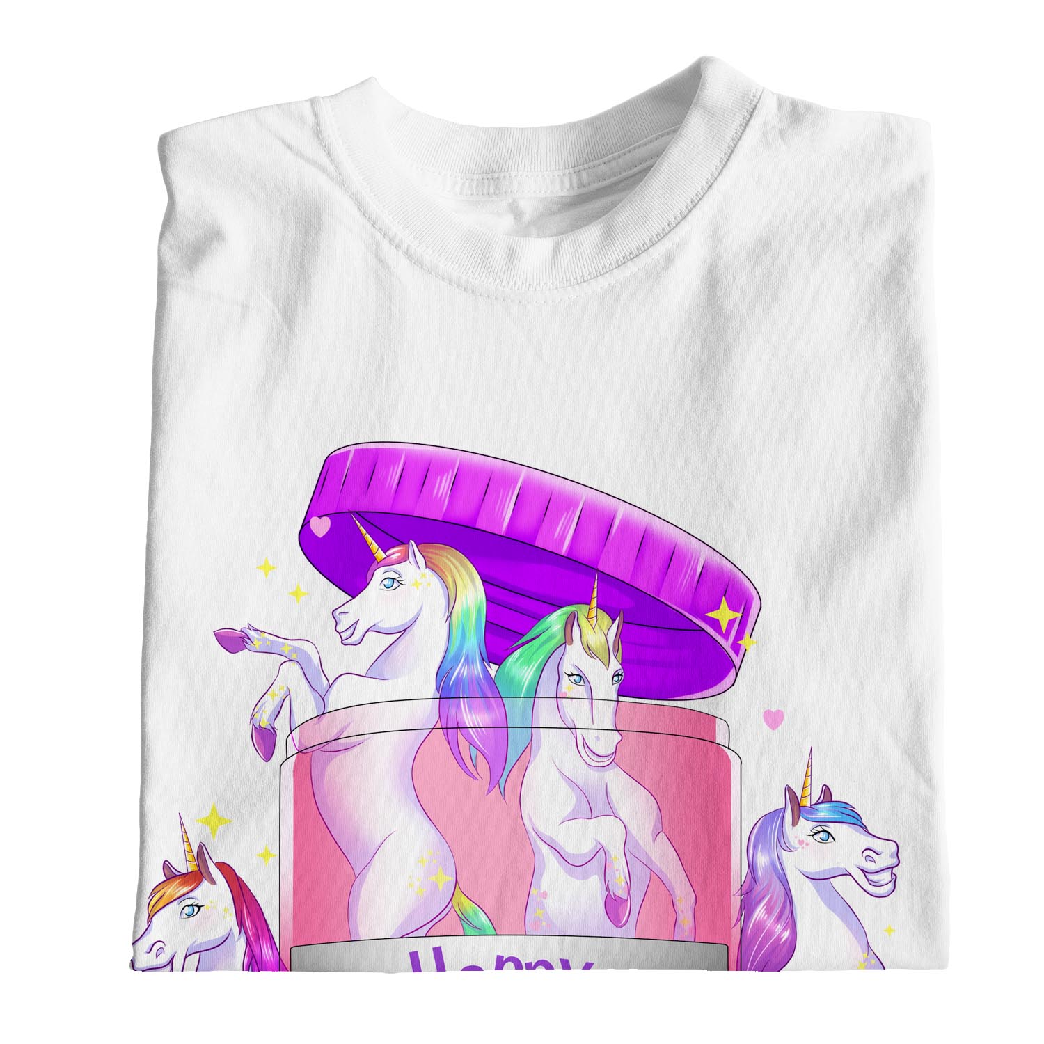 1Tee Womens Loose Fit Unicorn Happy Pills T-Shirt