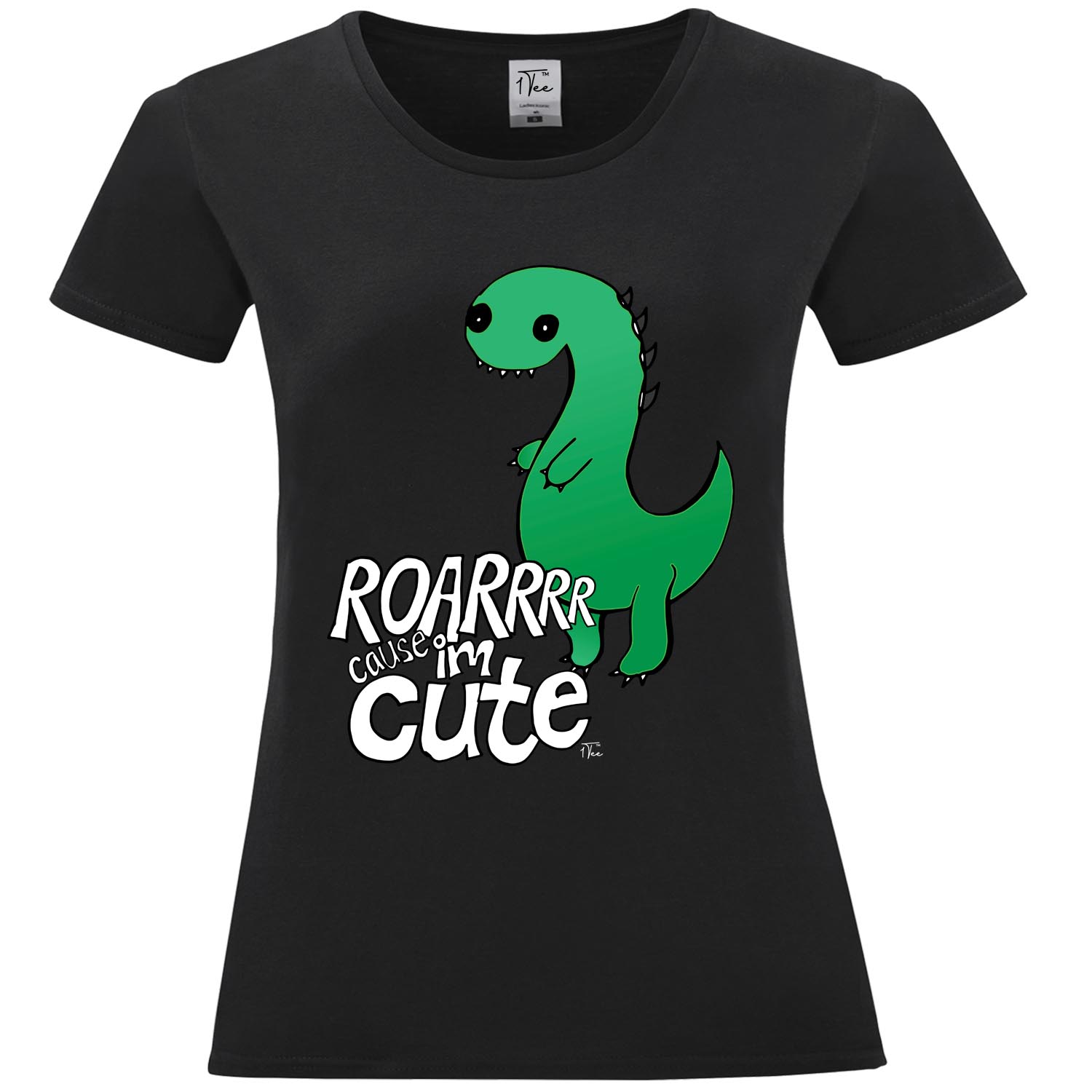 Camiseta 1Tee Mujer Grande Verde Dinosaurio Rugido Porque Soy Linda - Imagen 7 de 25