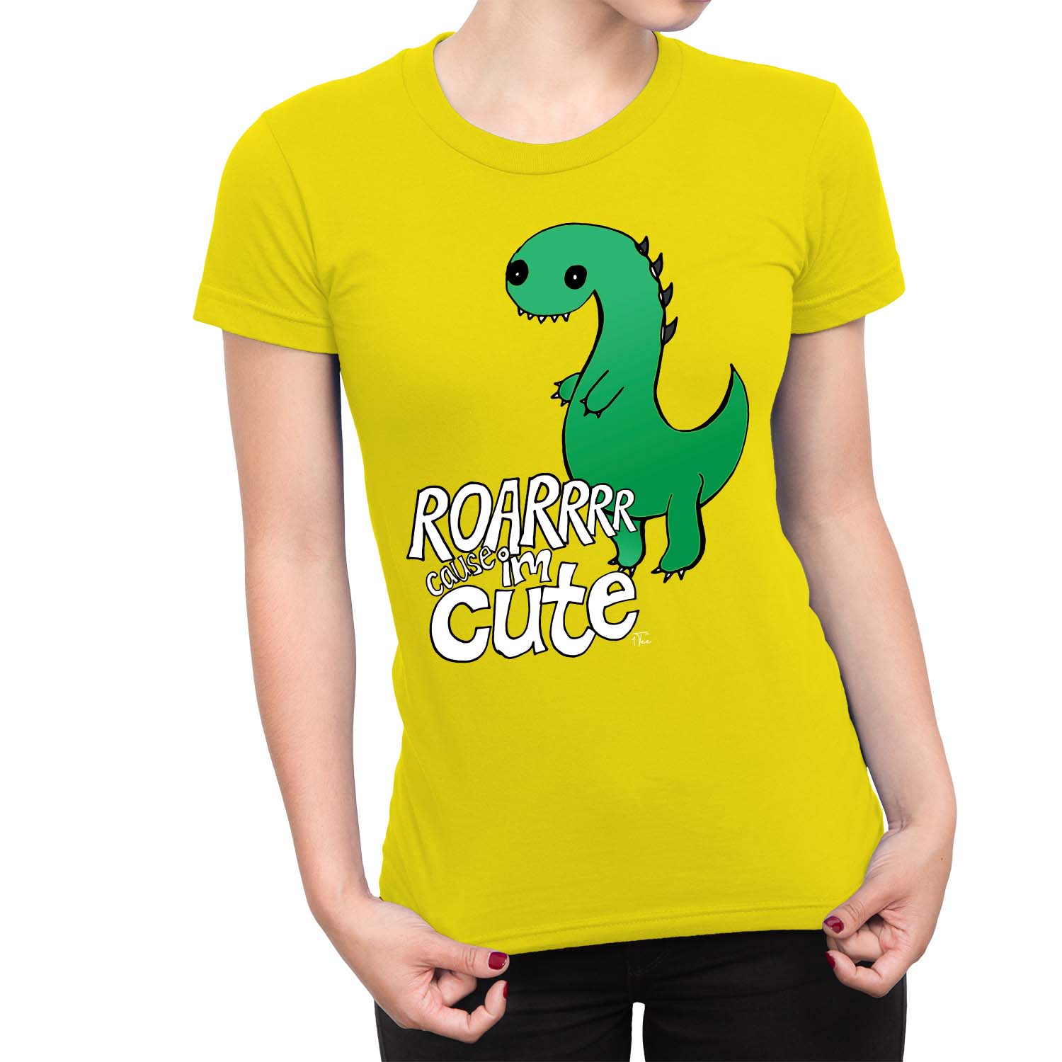 Camiseta 1Tee Mujer Grande Verde Dinosaurio Rugido Porque Soy Linda - Imagen 21 de 25