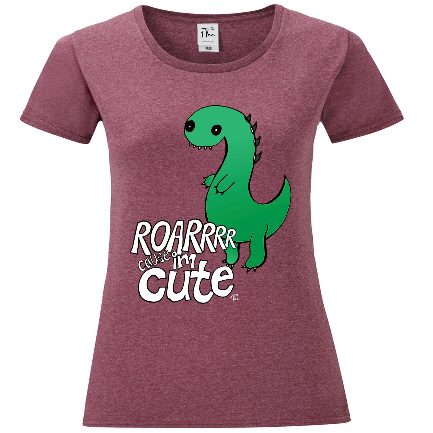 Camiseta 1Tee Mujer Grande Verde Dinosaurio Rugido Porque Soy Linda - Imagen 12 de 25