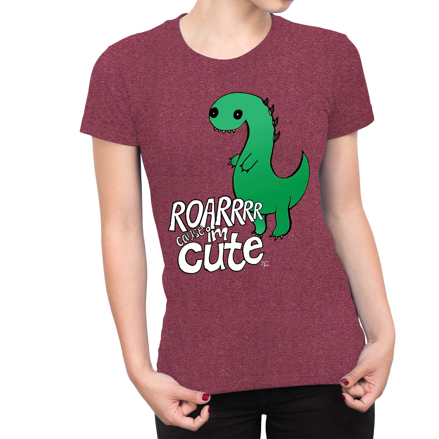 Camiseta 1Tee Mujer Grande Verde Dinosaurio Rugido Porque Soy Linda - Imagen 11 de 25