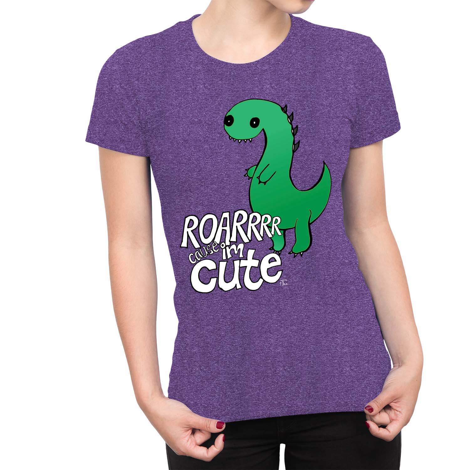 Camiseta 1Tee Mujer Grande Verde Dinosaurio Rugido Porque Soy Linda - Imagen 16 de 25