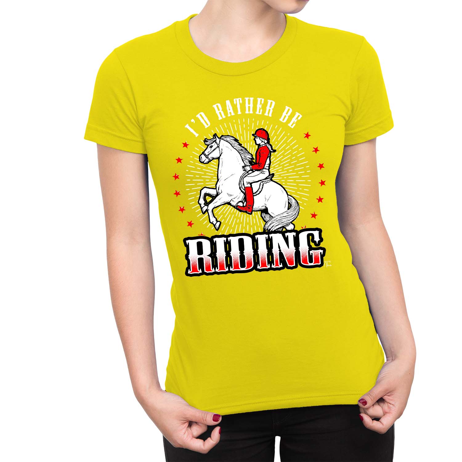 1Tee Womens I'd Rather Be Riding Horse T-Shirt