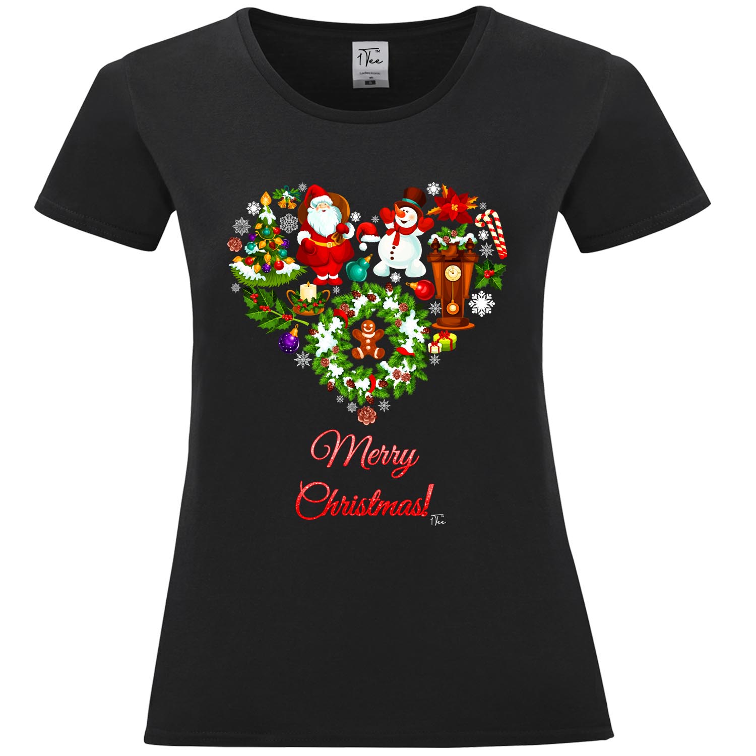 1Tee Damen T-Shirt Merry Christmas Love Herz aus Weihnachten Lieblingsstücke - Bild 7 von 25