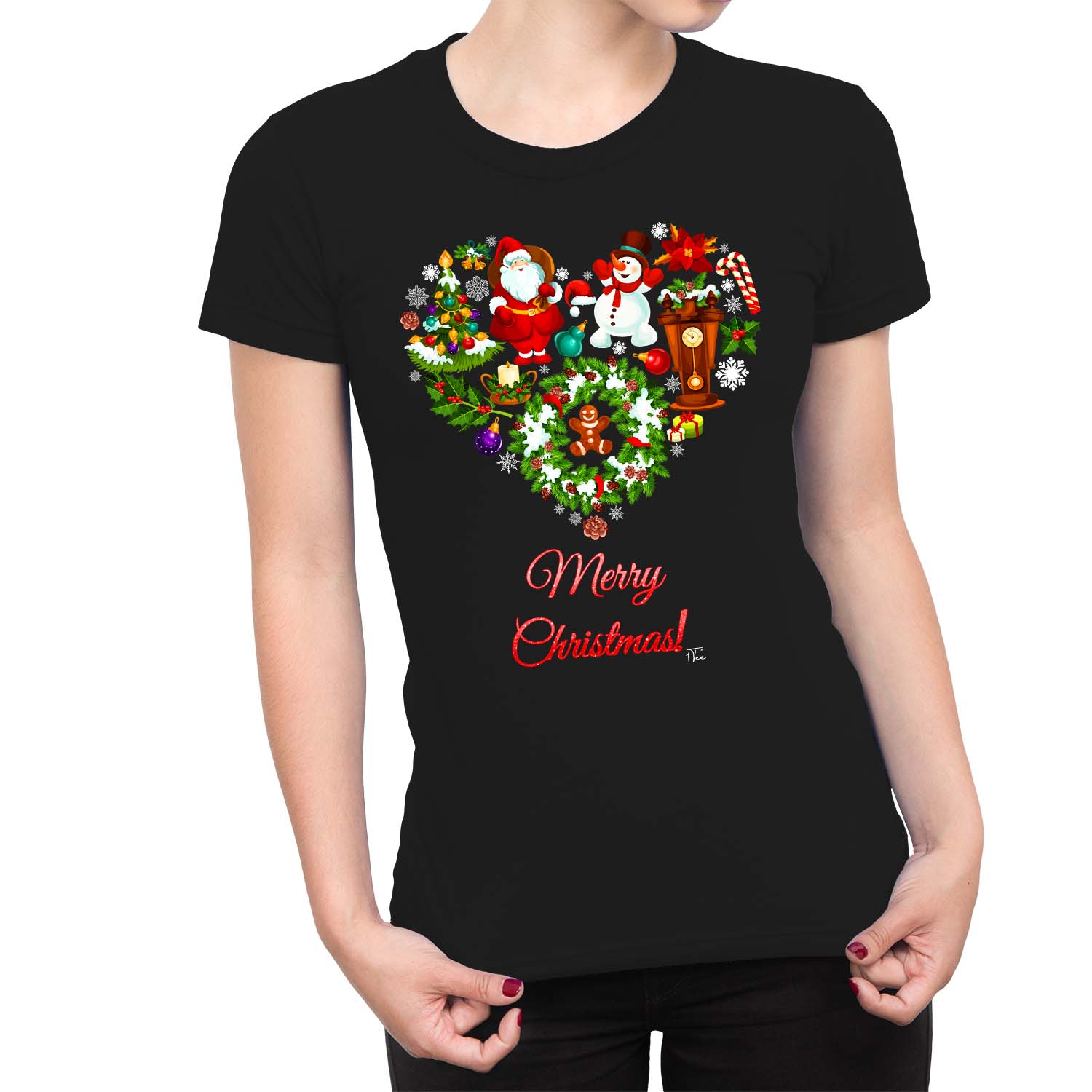 1Tee Damen T-Shirt Merry Christmas Love Herz aus Weihnachten Lieblingsstücke - Bild 6 von 25