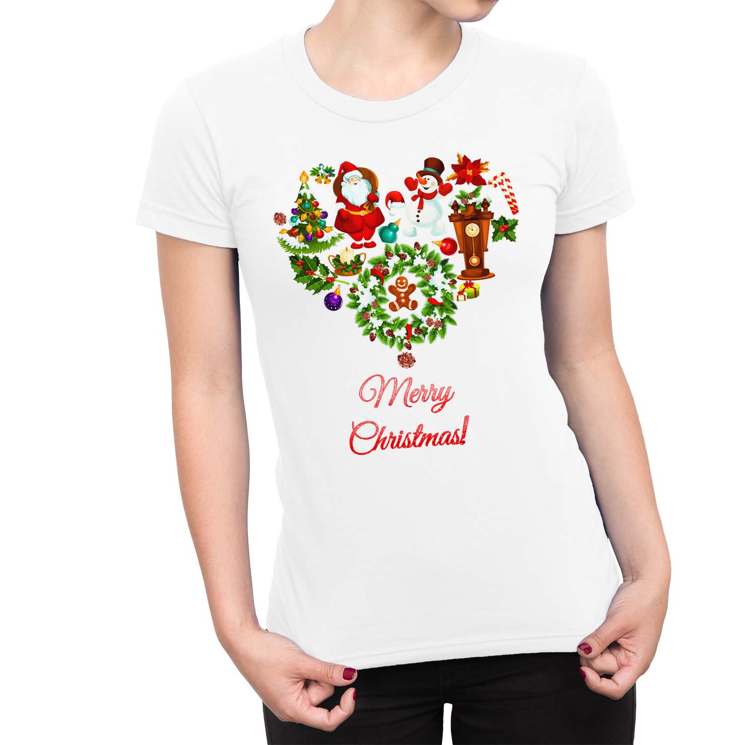 1Tee Damen T-Shirt Merry Christmas Love Herz aus Weihnachten Lieblingsstücke - Bild 21 von 25