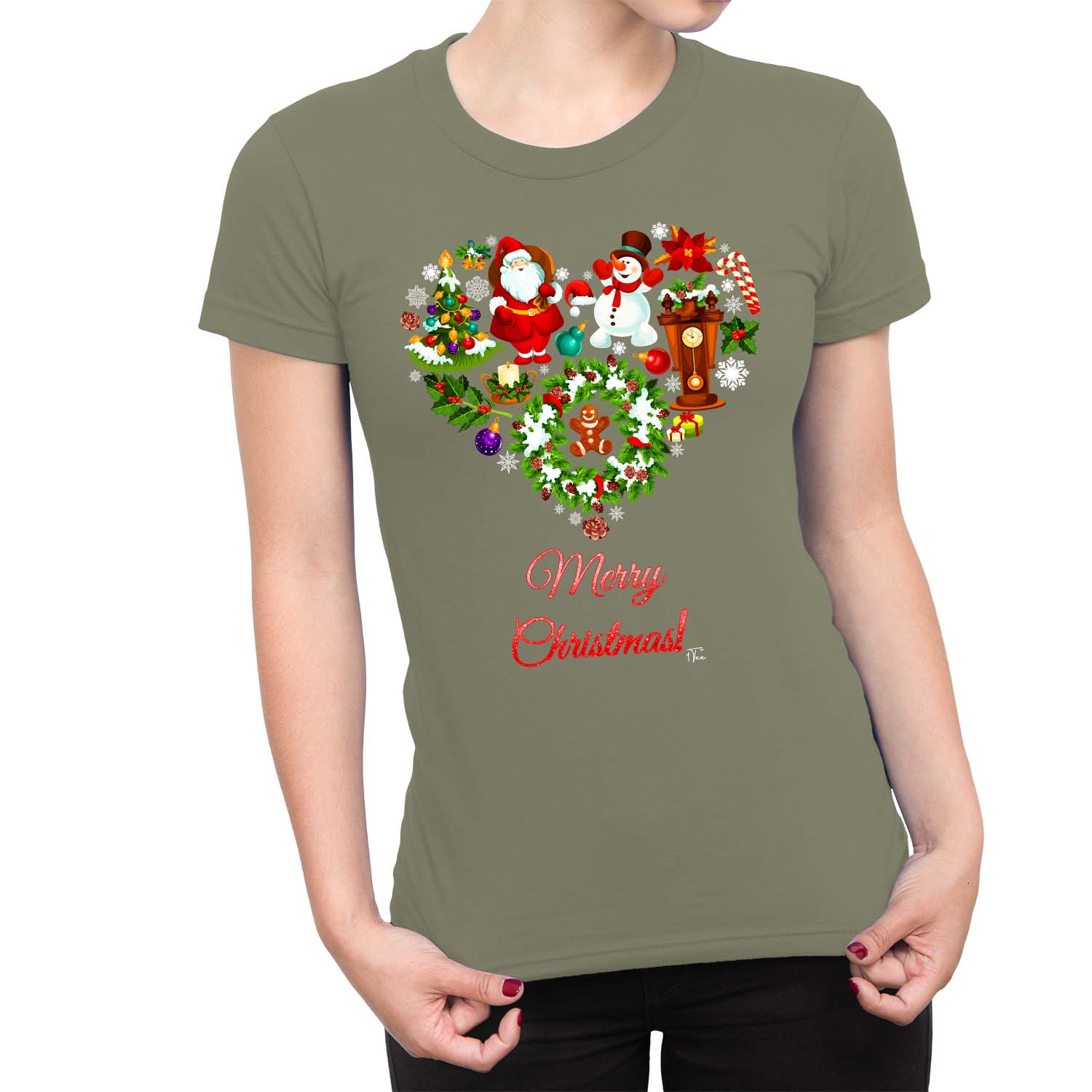 1Tee Damen T-Shirt Merry Christmas Love Herz aus Weihnachten Lieblingsstücke - Bild 16 von 25