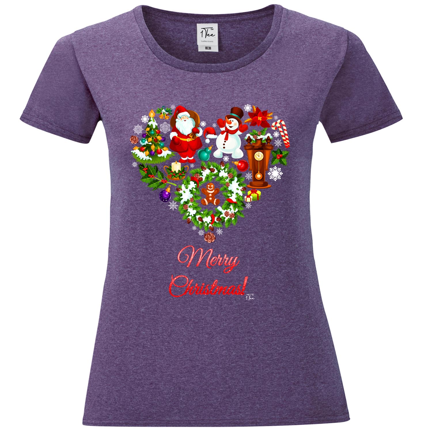 1Tee Damen T-Shirt Merry Christmas Love Herz aus Weihnachten Lieblingsstücke - Bild 12 von 25