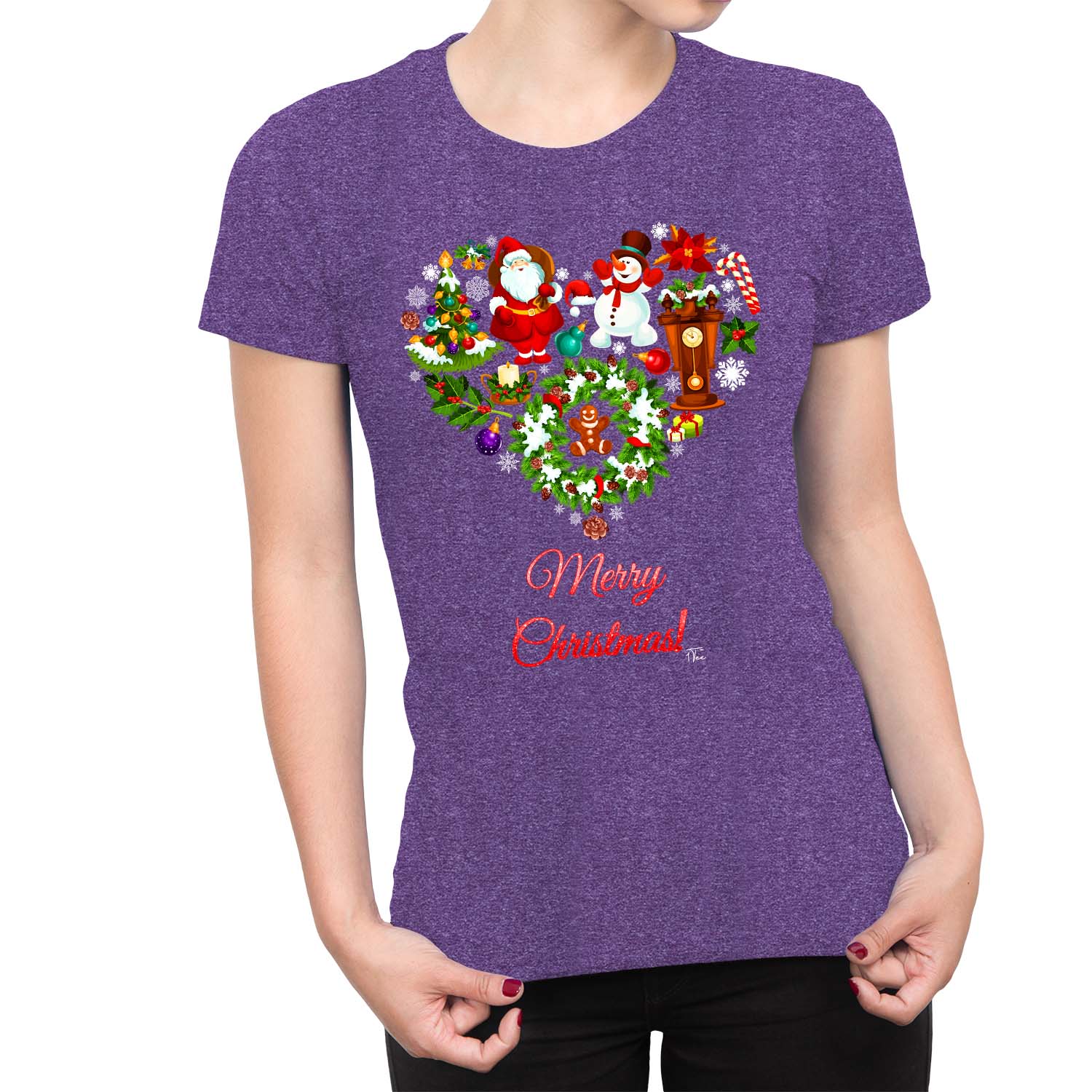 1Tee Damen T-Shirt Merry Christmas Love Herz aus Weihnachten Lieblingsstücke - Bild 11 von 25
