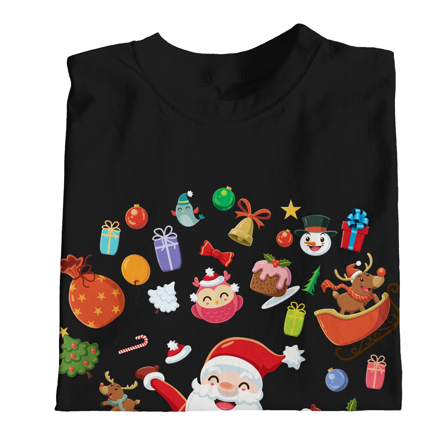 Camiseta 1Tee Mujer Feliz Navidad Papá Noel Rodeada de Favoritos - Imagen 9 de 25
