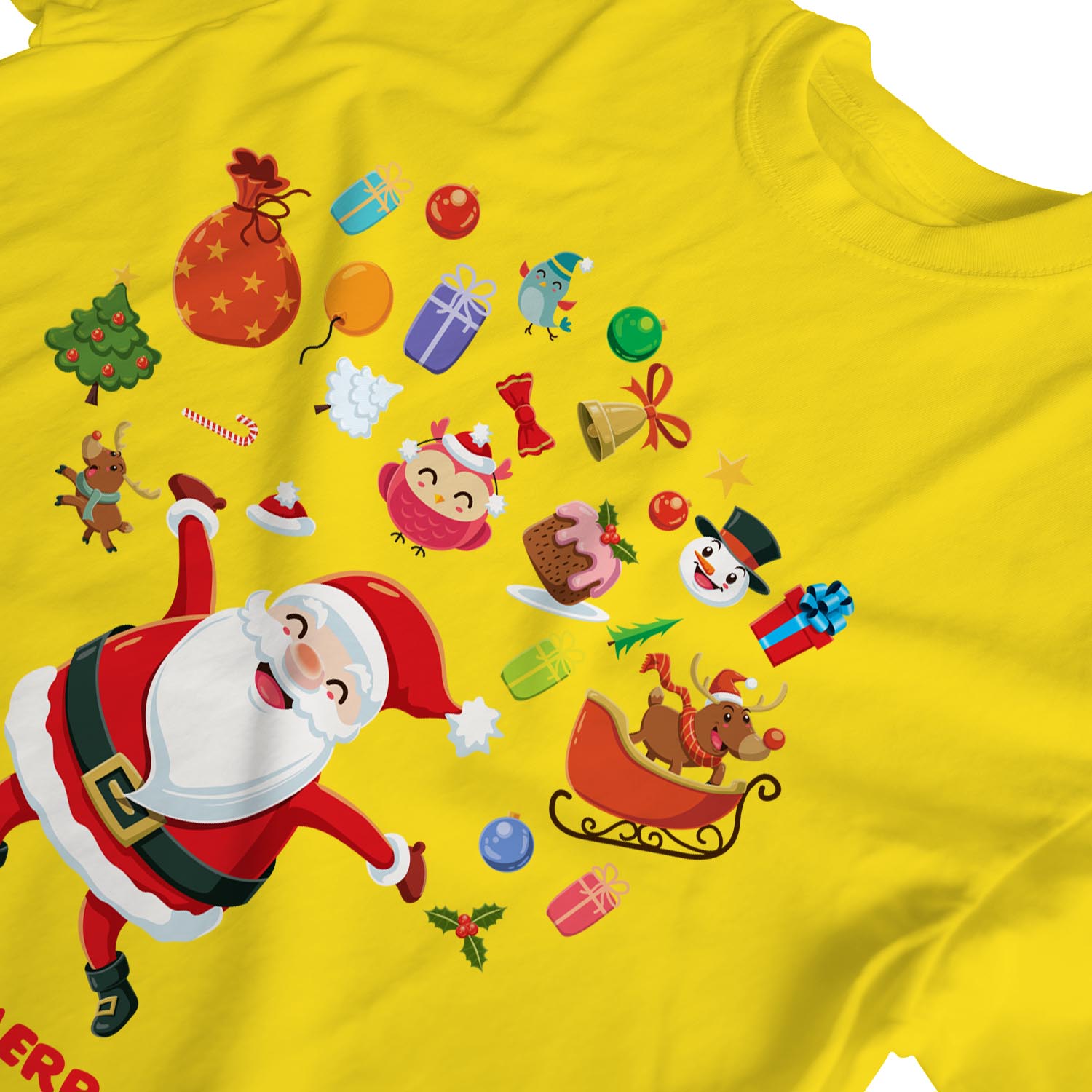 Camiseta 1Tee Mujer Feliz Navidad Papá Noel Rodeada de Favoritos - Imagen 23 de 25