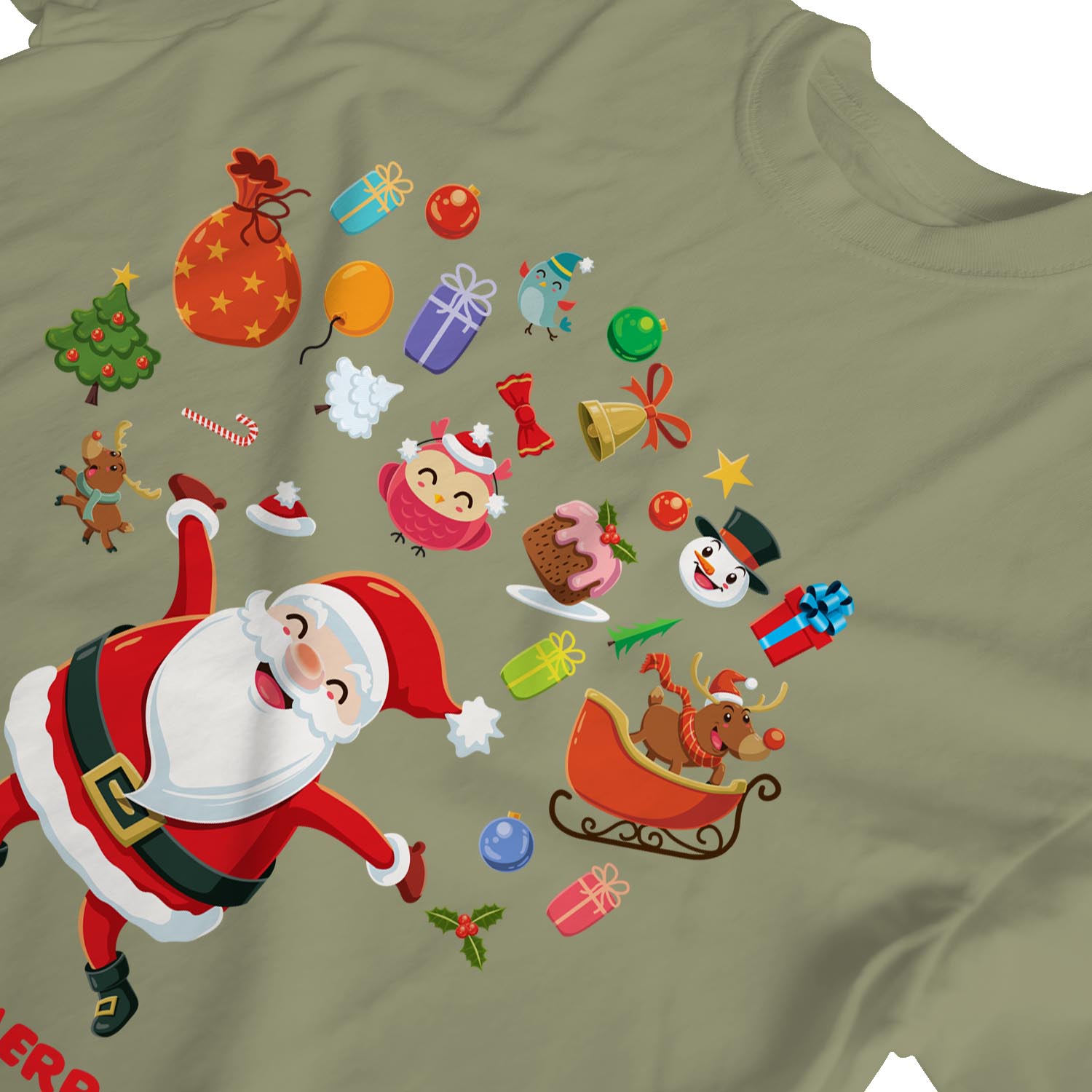 Camiseta 1Tee Mujer Feliz Navidad Papá Noel Rodeada de Favoritos - Imagen 18 de 25