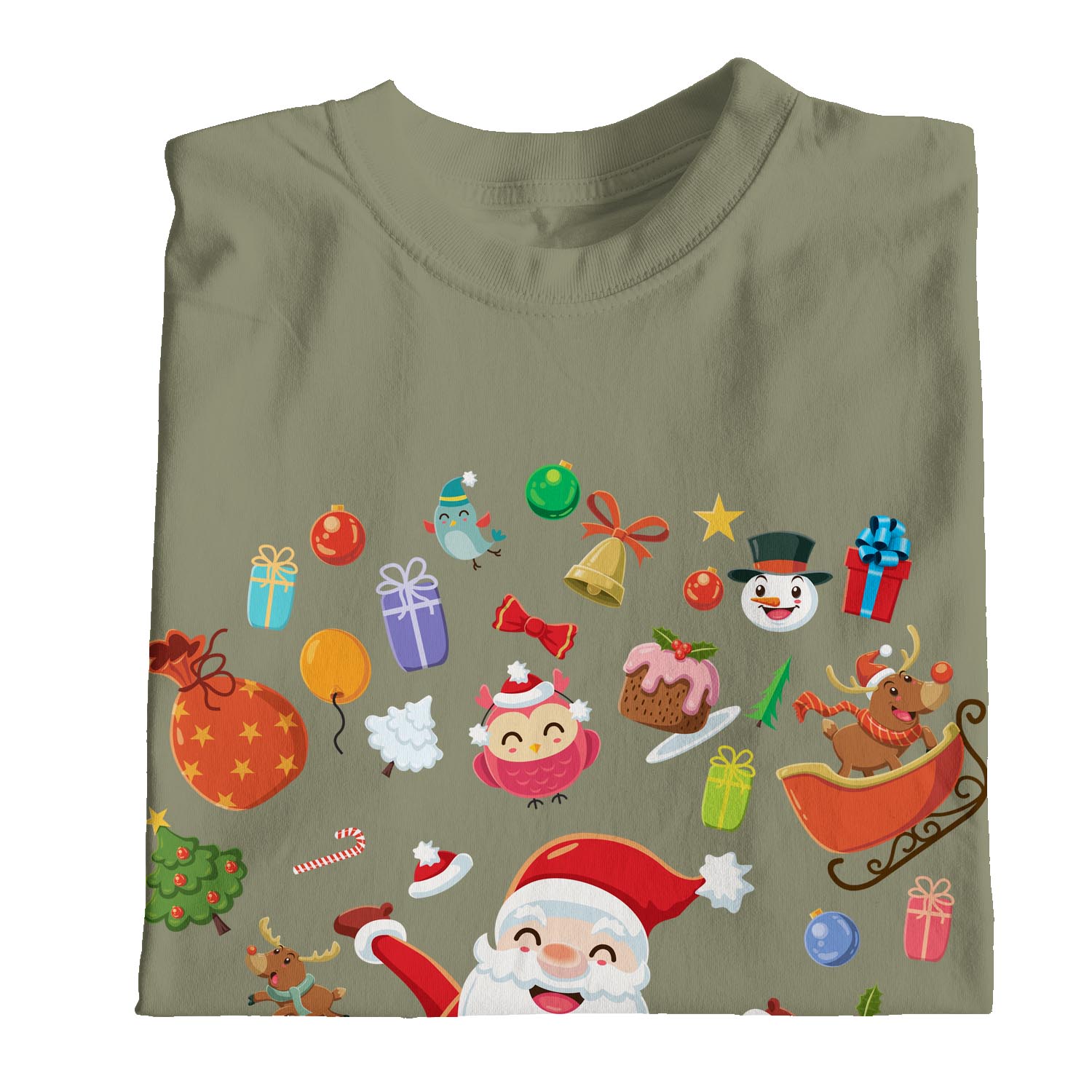 Camiseta 1Tee Mujer Feliz Navidad Papá Noel Rodeada de Favoritos - Imagen 19 de 25