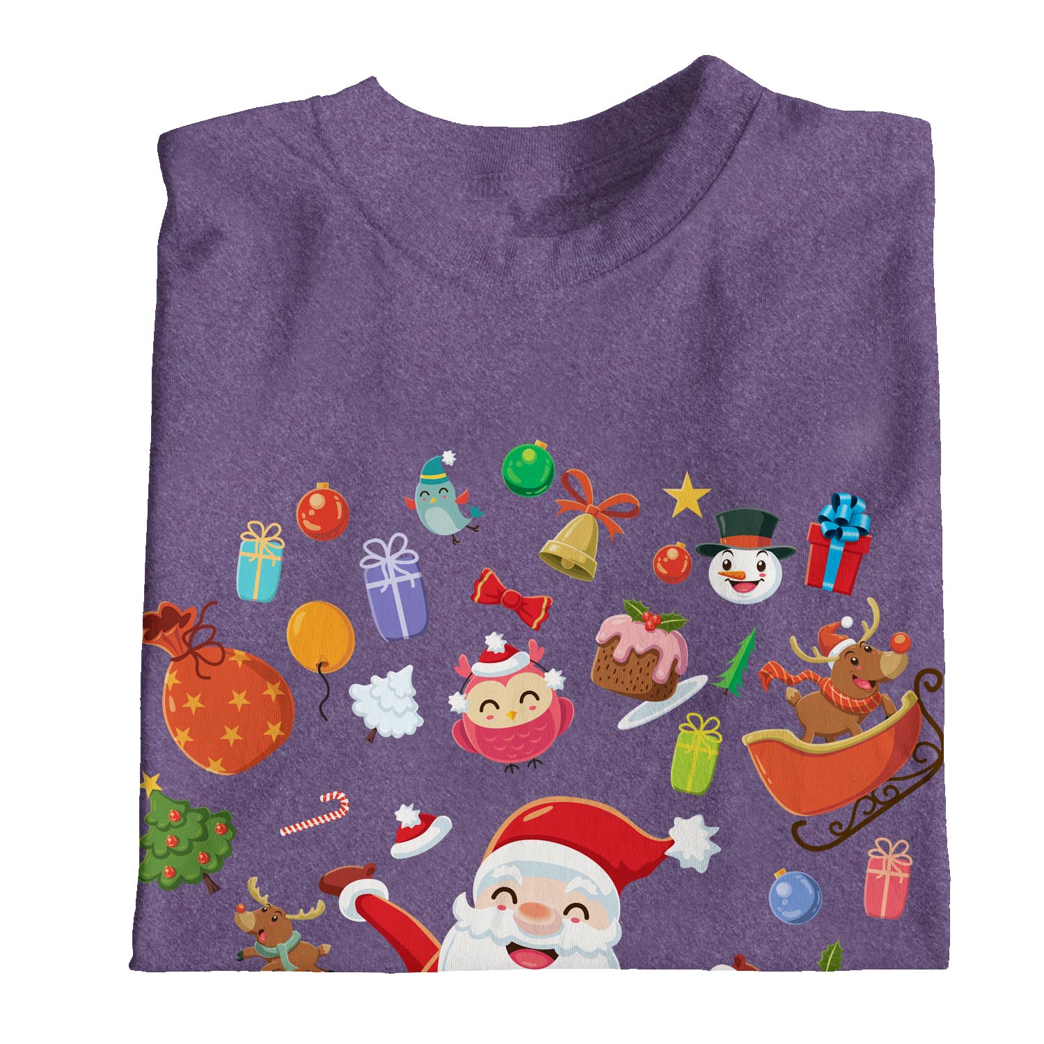 Camiseta 1Tee Mujer Feliz Navidad Papá Noel Rodeada de Favoritos - Imagen 14 de 25