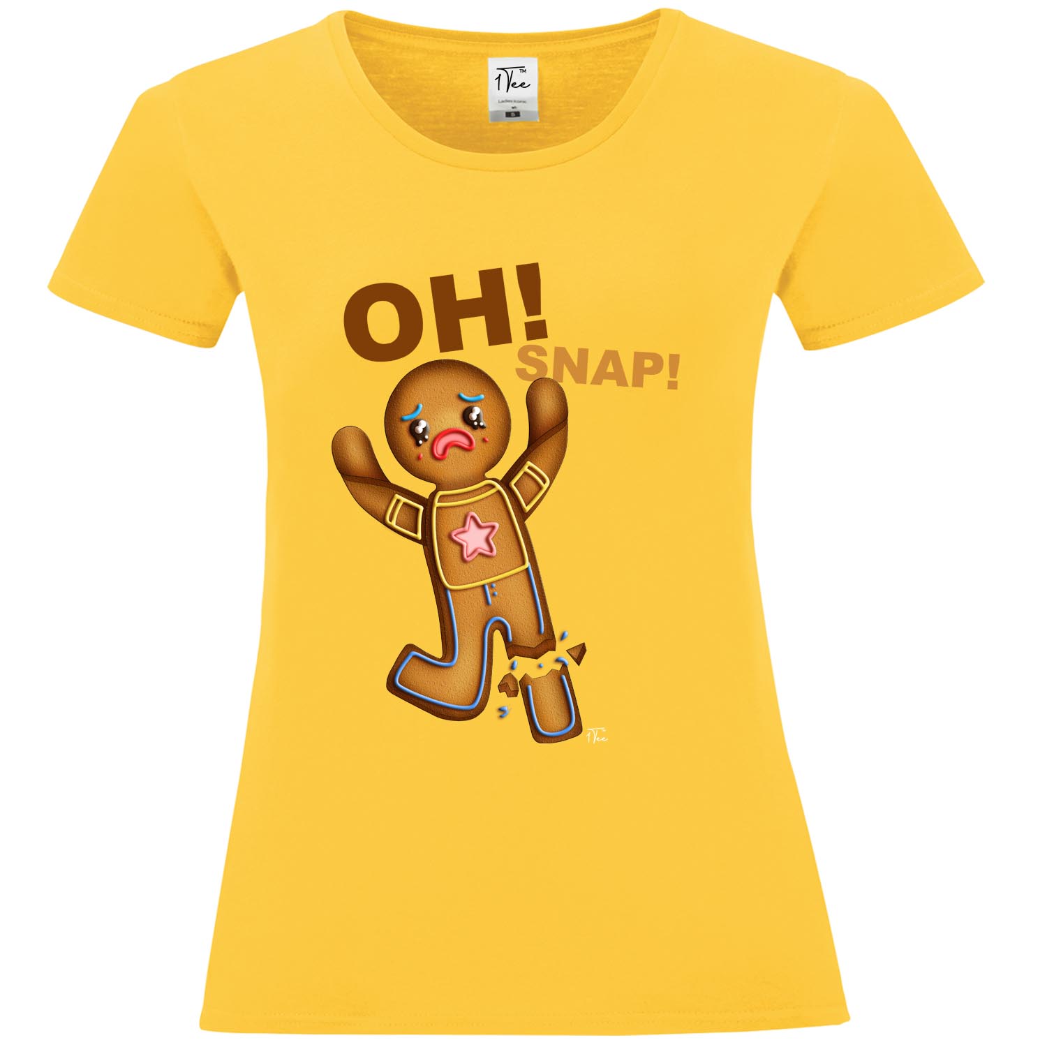 1Tee Damen Oh Snap Lebkuchenmann mit gerissenem Bein T-Shirt - Bild 22 von 25