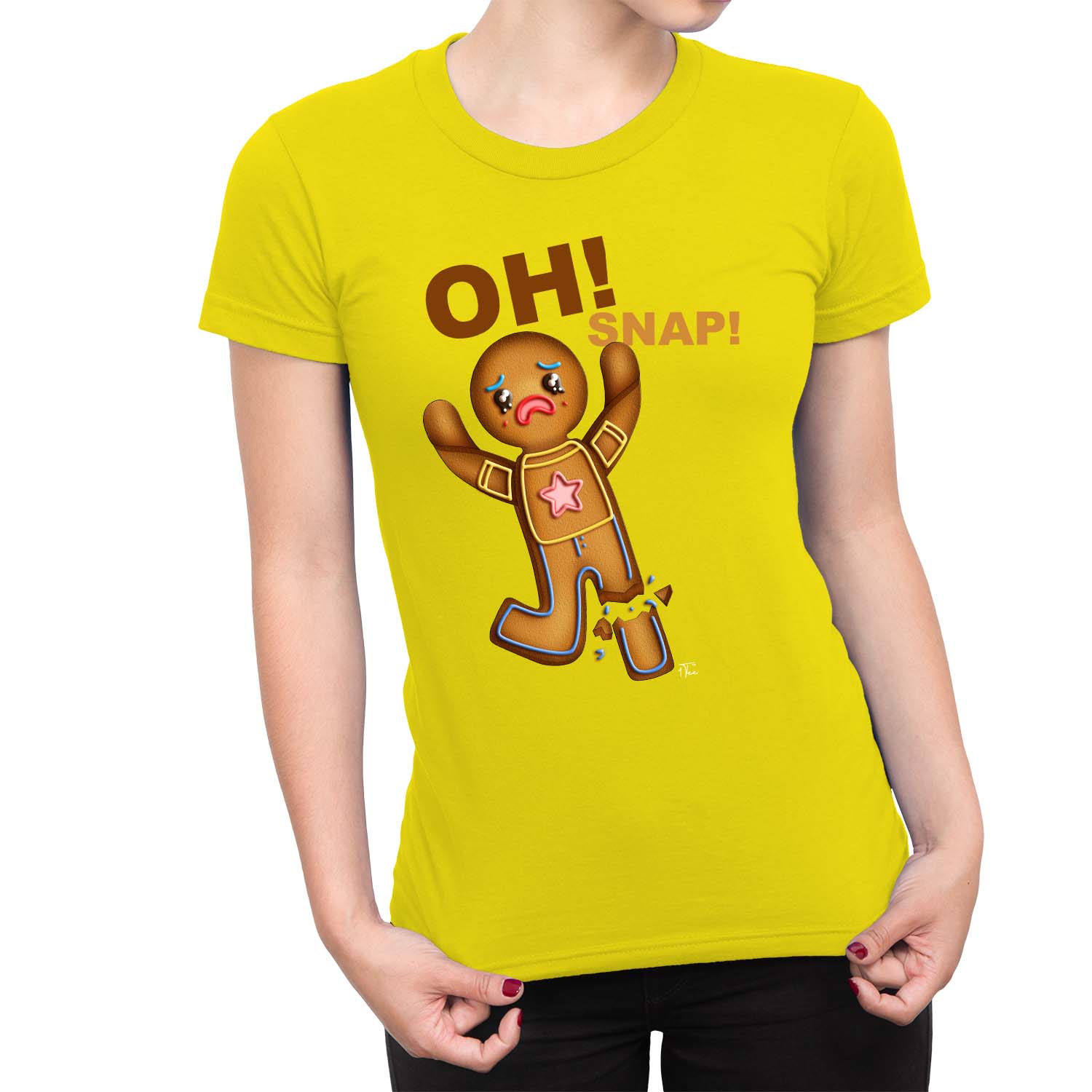 1Tee Damen Oh Snap Lebkuchenmann mit gerissenem Bein T-Shirt - Bild 21 von 25