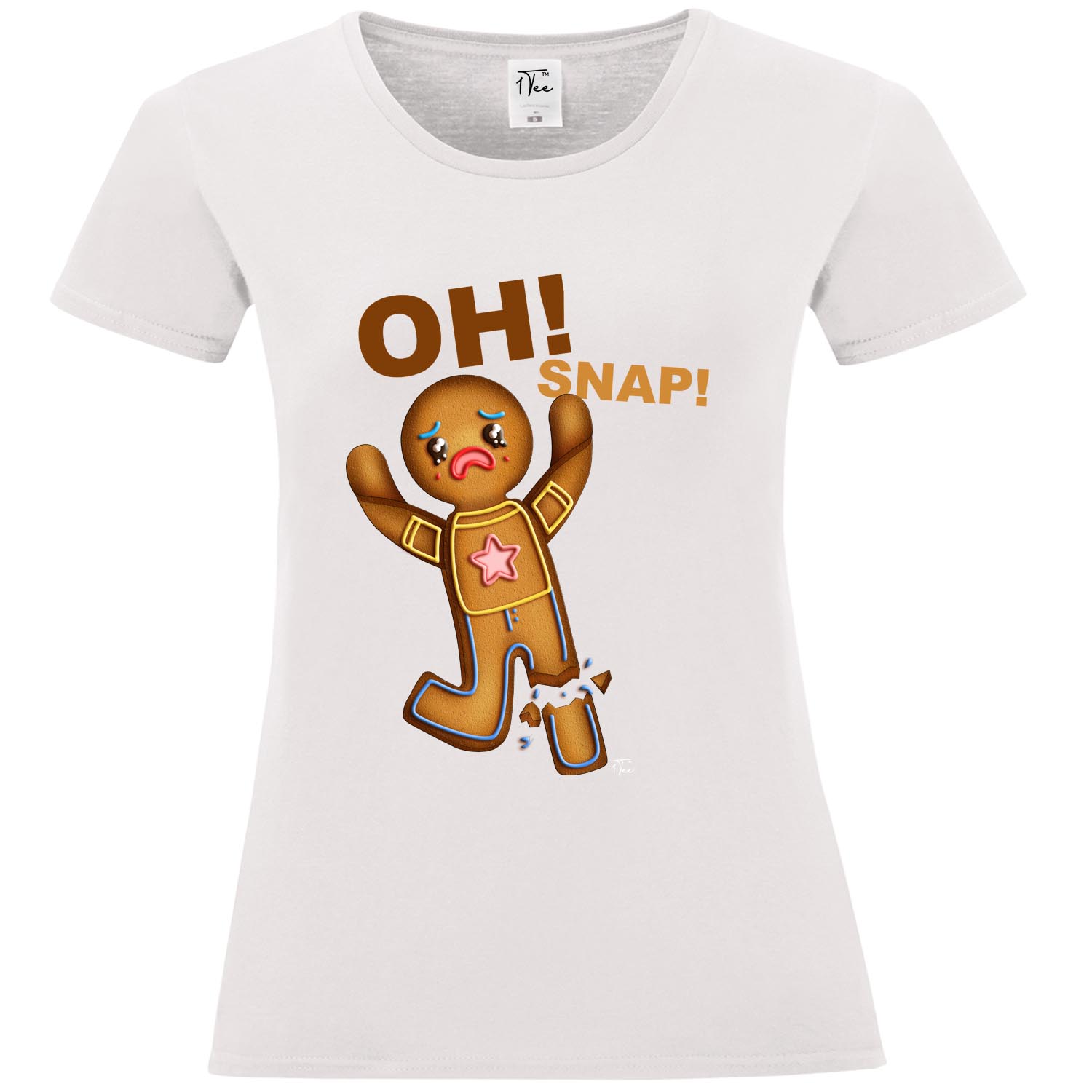 1Tee Damen Oh Snap Lebkuchenmann mit gerissenem Bein T-Shirt - Bild 17 von 25
