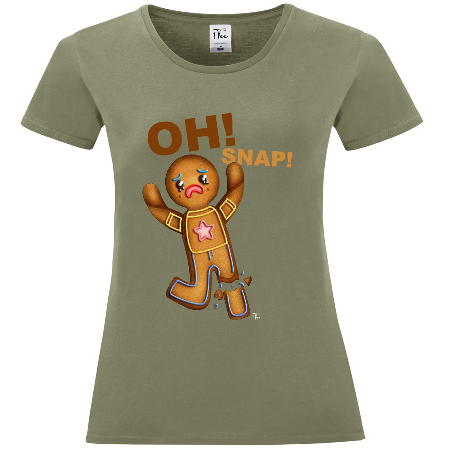 1Tee Damen Oh Snap Lebkuchenmann mit gerissenem Bein T-Shirt - Bild 12 von 25