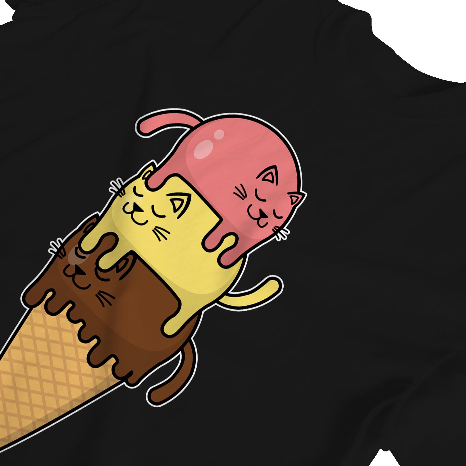 1Tee Damen Loose Fit Katzen Stacked on Ice Cream Cone T-Shirt - Bild 8 von 15